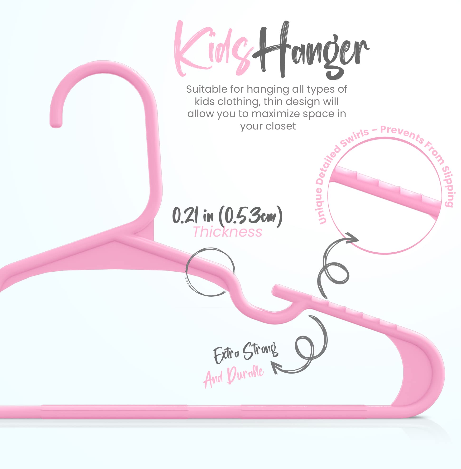 Utopia Home Lot de 60 cintres de placard en plastique pour vêtements d’enfants et de bébés, usage quotidien standard, 29 cm (rose layette)