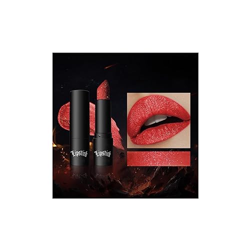 Metallic Diamond Shimmer Lipstick 24 horas de larga duración, impermeable, de alta pigmentación, antiadherente, sin crueldad, cobertura completa,