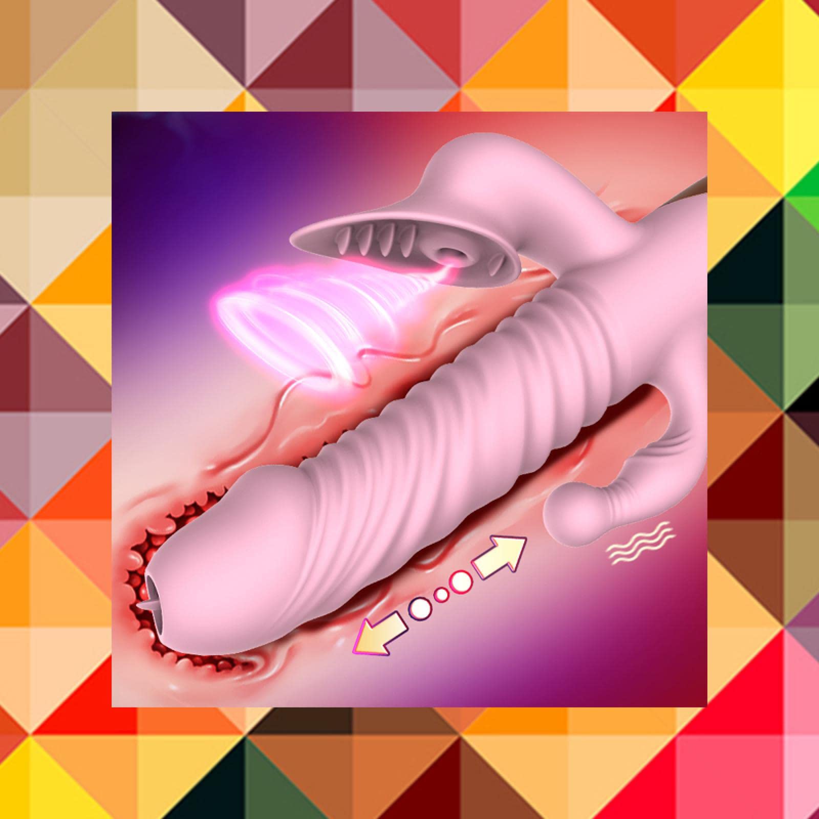 Dona Vibratori Dildo vibrante telescopico Spinta Leccata di lingua Vibratore Clitoride Vagina Clitoride Stimolazione anale Giocattoli del sesso per le donne