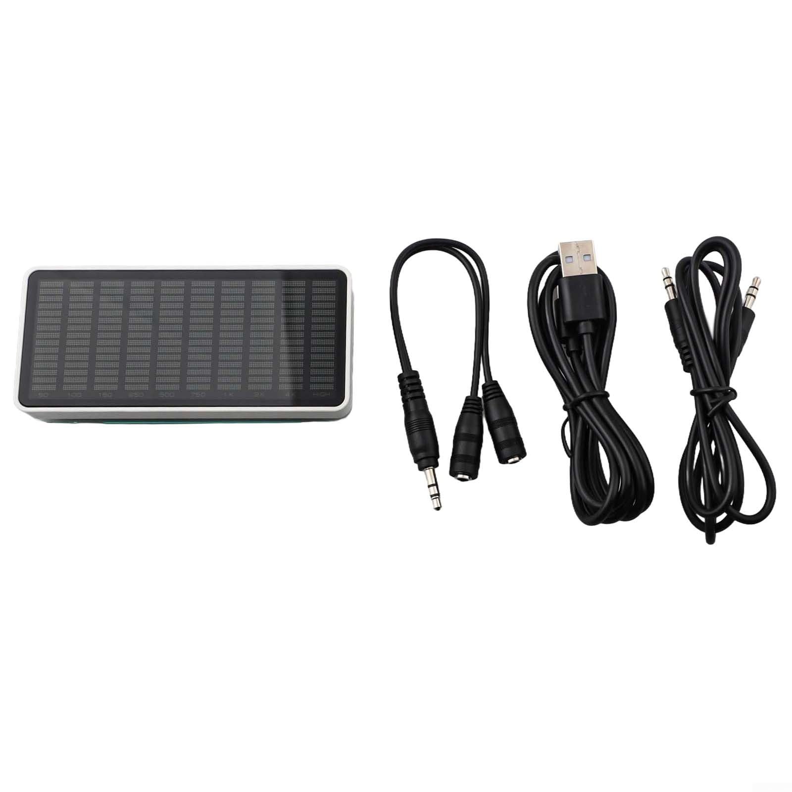 AK1016 - Analizador de espectro de audio con pantalla de 10 x 16, 50 Hz-20 kHz, entrada AUX/MIC, amplificación ajustable y AGC, USB-C, para visualización de música (luz verde)