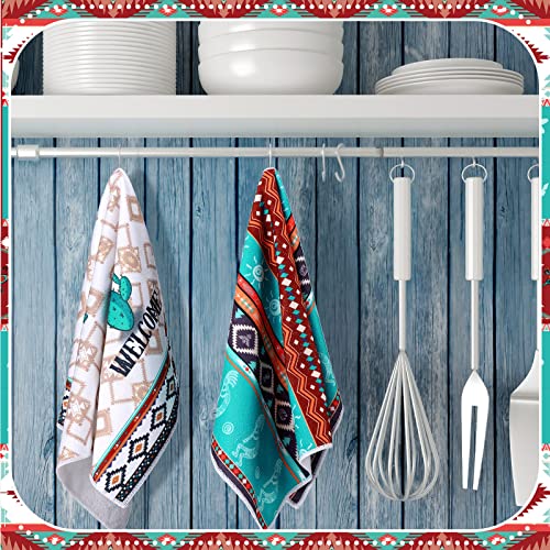 Kajaia Southwestern Hand Towels Set Of 6 Southwestern Decor Boho Aztec Turquoise Decorative Colorful Kitchen Towels American Dish Towels Cactus Print Tea Towels For Kitchen 6 Patterns #TOP4