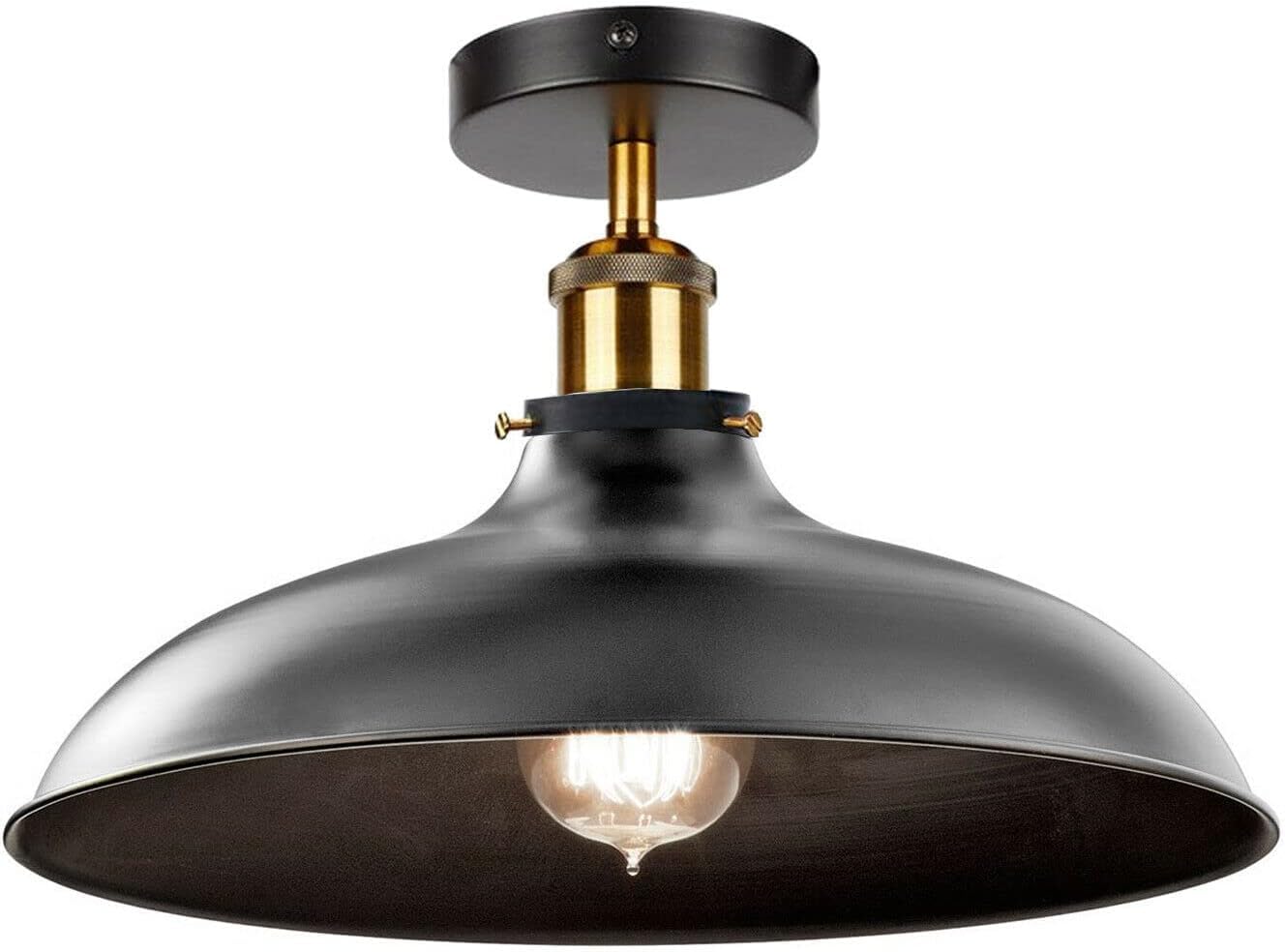 DC Voltage Modern Flush Mount Ceiling Lighting LED Lights Island Rustic Semi Flush Light Fitting Pendant Light Lamp Chandelier Metal 36cm Light Shade for Hall, Living Room, Lounge