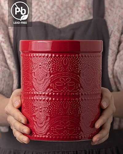 Miniatura 4 de FUN ELEMENTS - Soporte para utensilios de cocina, 7.2 pulgadas, recipiente para utensilios de cocina súper grande, pesado y estable, con encaje en