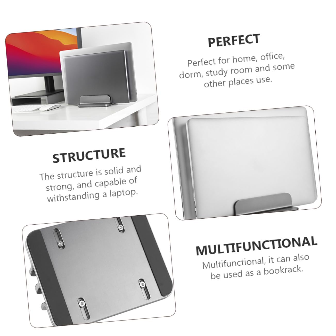 Uonlytech Soporte Vertical Portátil para Laptop de Aluminio Base Estable y Duradera para Escritorio Compatible con Tablets y Computadoras Portátiles para Oficina y Hogar
