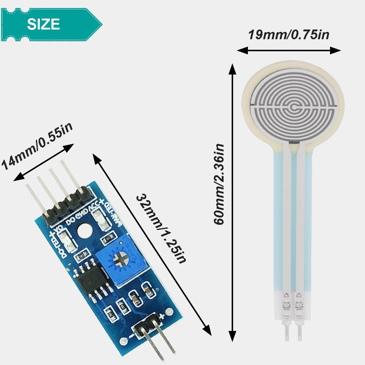 Snapklik.com : DAOKAI Thin Film Pressure Sensor FSR402 Resistance Type ...