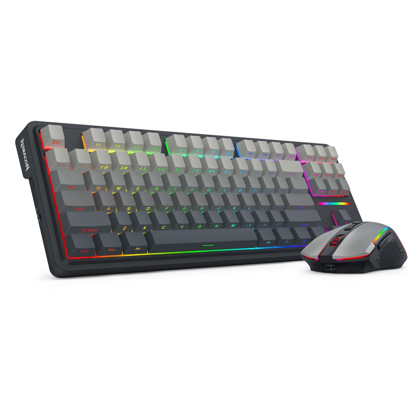 Redragon Wireless Mechanical Keyboard and Mouse Combo, Bluetooth/2.4Ghz/USB-C Wired, RGB Backlit, TKL Creamy Gaming Keyboard with Hot Swappable Linear Switches + 12400 DPI Gamer Mouse-picture-19