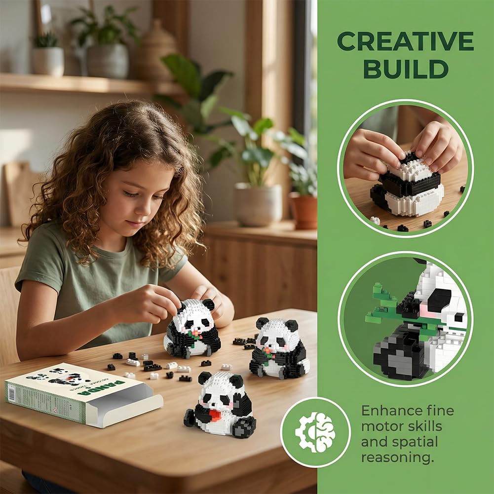 Panda Mini Building Blocks Set, Panda Building Bricks Toy,Cute Animals Building Sets for Adults and Kids Age 9+ - Image 4