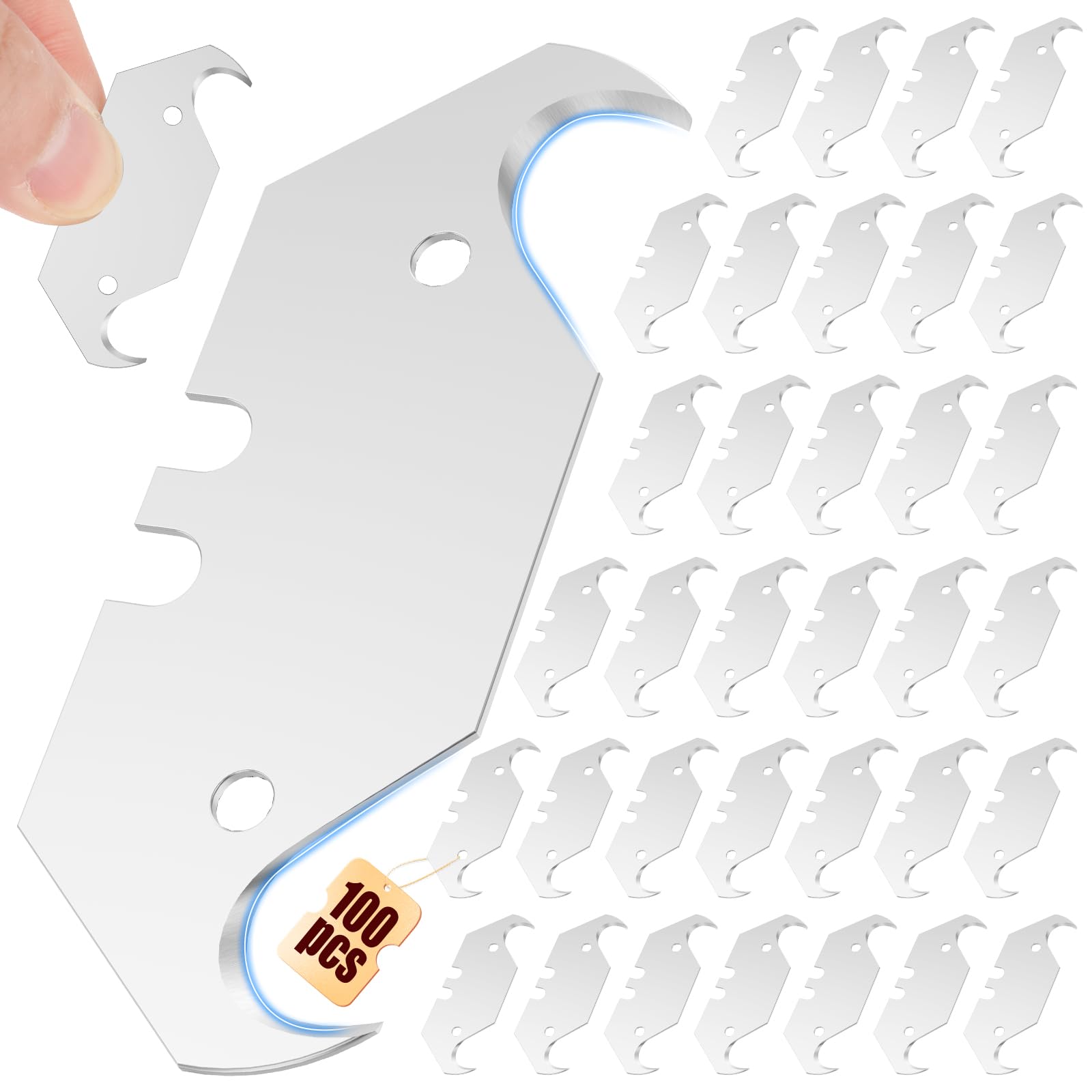 Opfywf Sliver 100Pcs Hook Blade Set Ideal For Precision Cutting Carpet Installation And More Sturdy Steel Construction Versatile Blades For Various Applications Compatible With Most Utility Knife