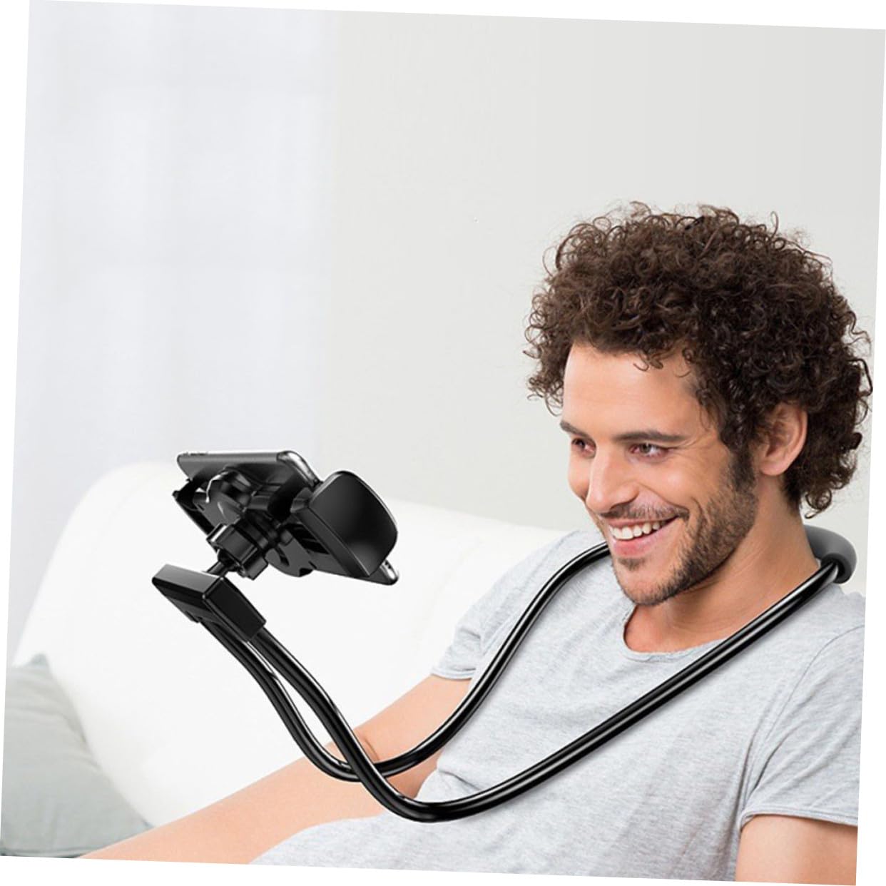 Soporte para Teléfono Móvil y Colgante Cuello Soporte Flexible para Tabletas y Celulares Diseño Práctico y Portátil para Casa Oficina y Coche Color Negro Elegante
