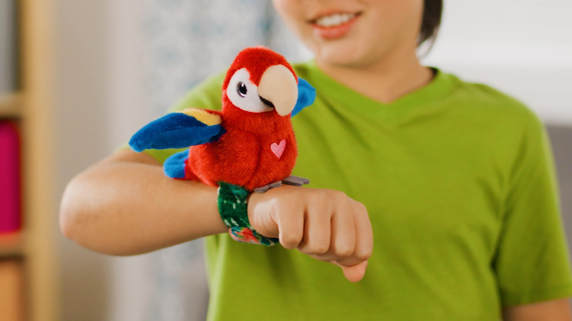 Happy Yappers Red Parrot Interactive Plush Bird, Talking Toy with Wing Flapping, Repeating Toy that Mimics Words & Sings - Image 3