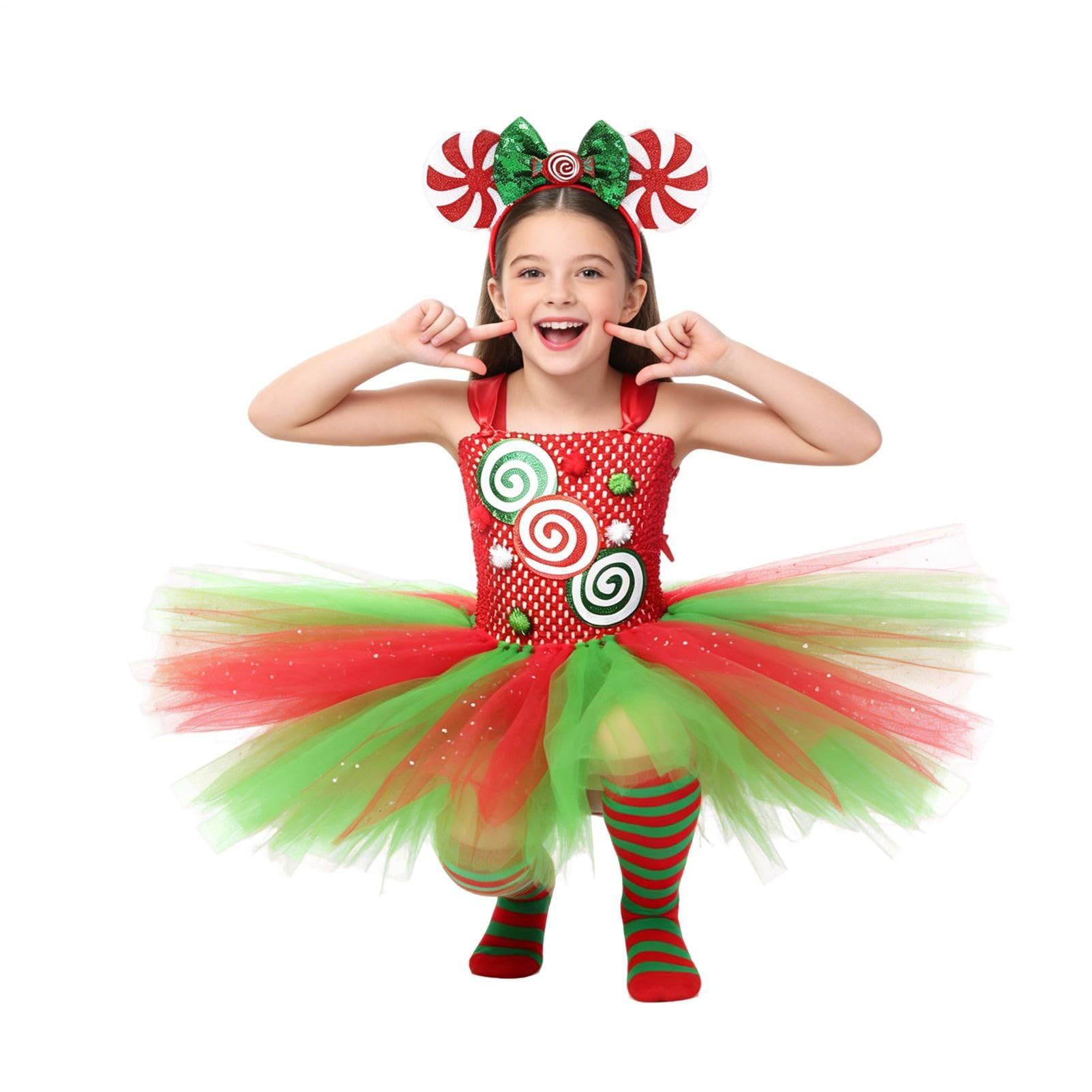 Generico Vestito Tutù di Natale per Bambine Gonna per Costume da Festa