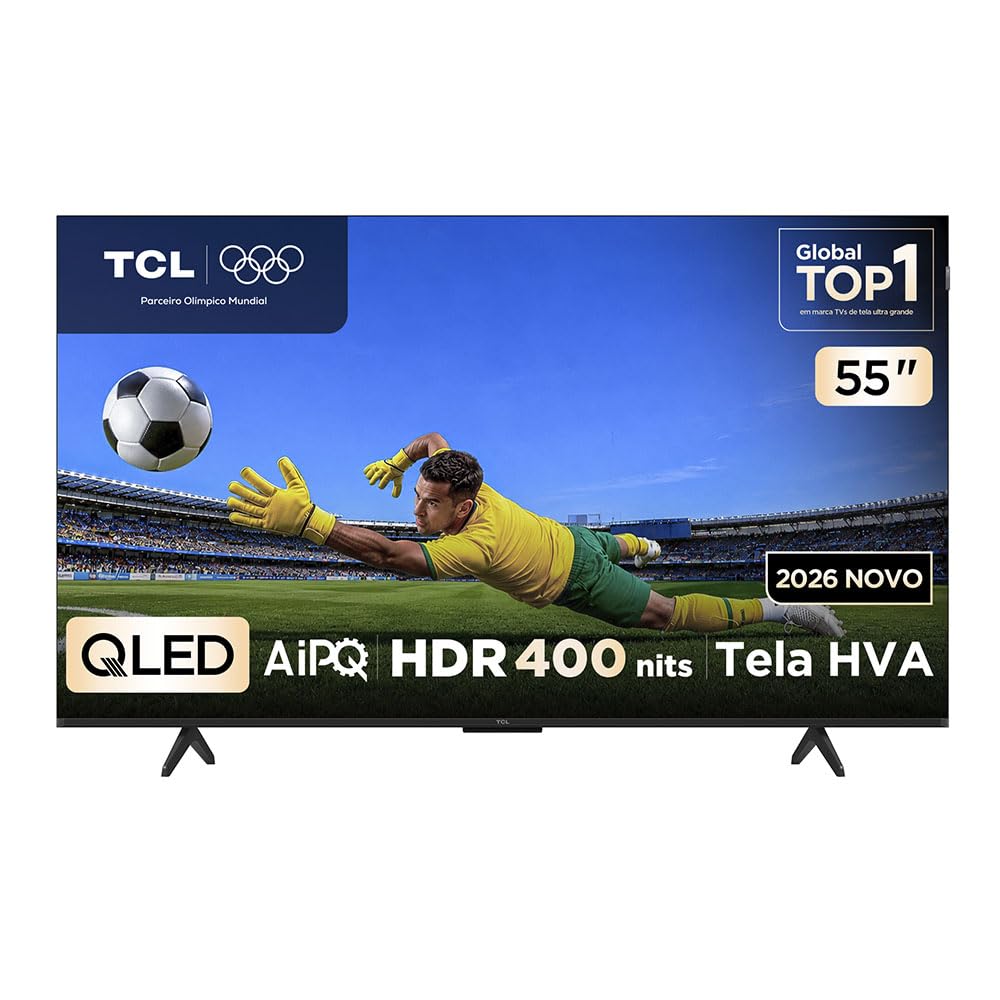 Smart TV 4K TCL Advanced QLED 55” Polegadas com Processador AIPQ, Dolby Vision, 120 Hz, HDR10+ e Wi-Fi