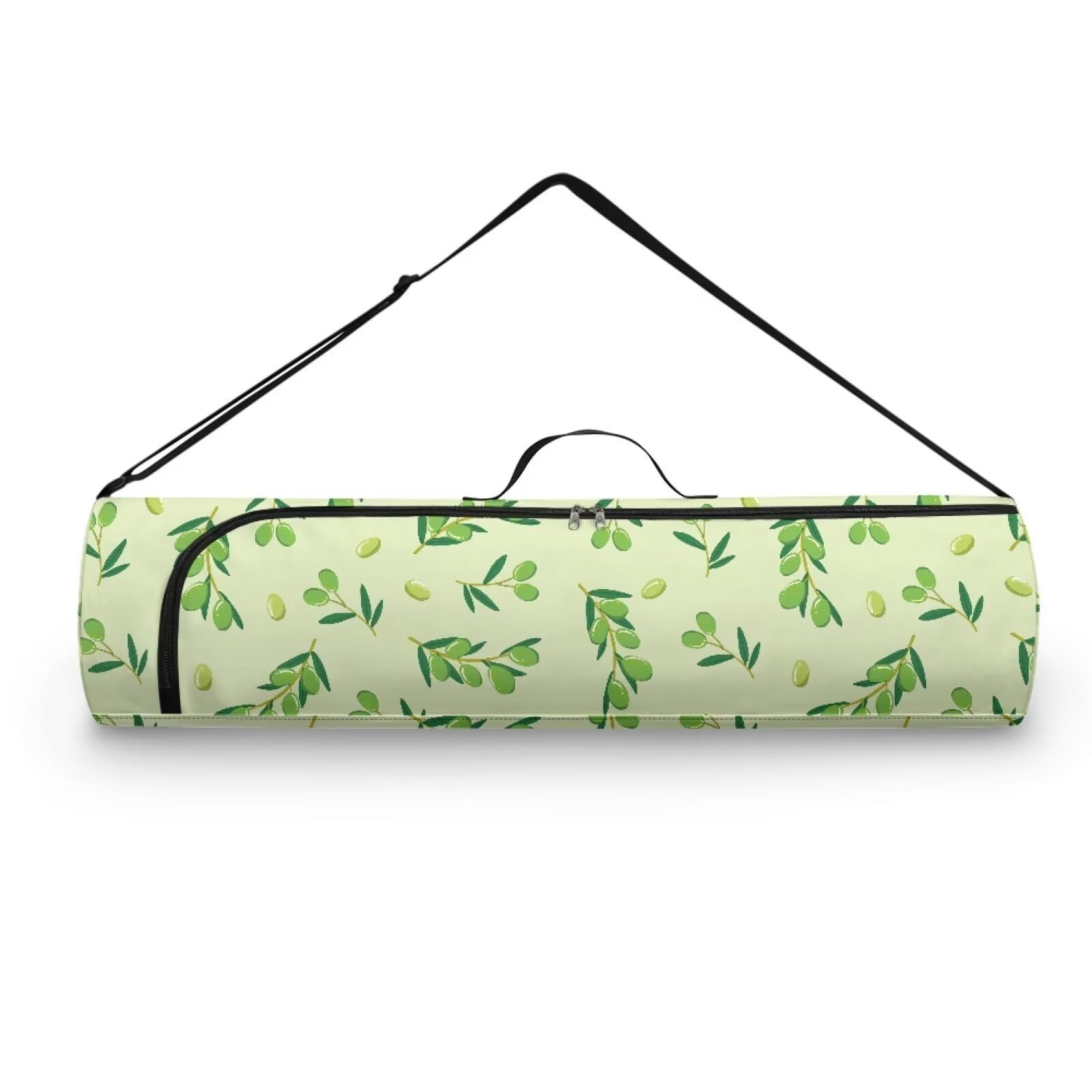 Pzuqiu Green Plant Yoga Mat Bag for Women & Men Travel Yoga Gym Bag for Thick Exercise Yoga Mat Full-Zip Yoga Mat Carrier Bag for Class Workout Park with Adjustable Strap