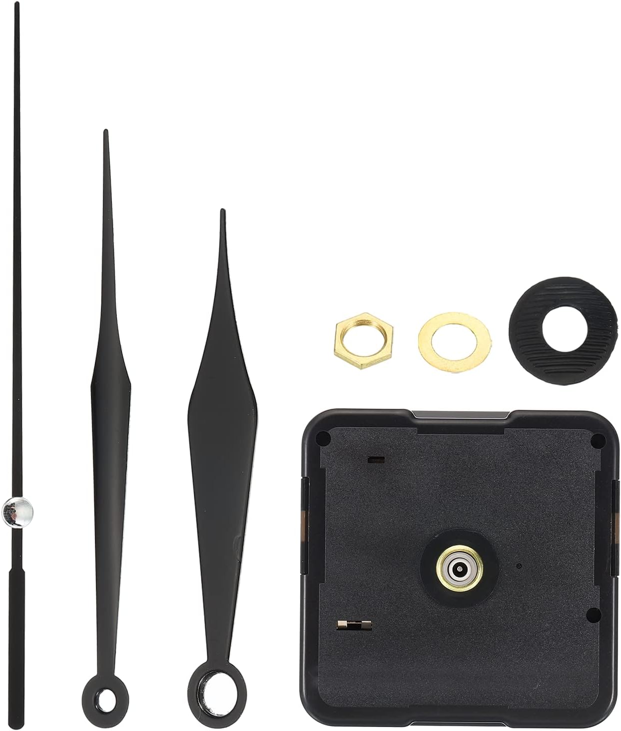 Clock Mechanism Replacement, 1 Set Quartz Clock Mechanism Battery Operated Wall Clock Hands and Motor Kit Movement DIY Repair Parts, Black,028