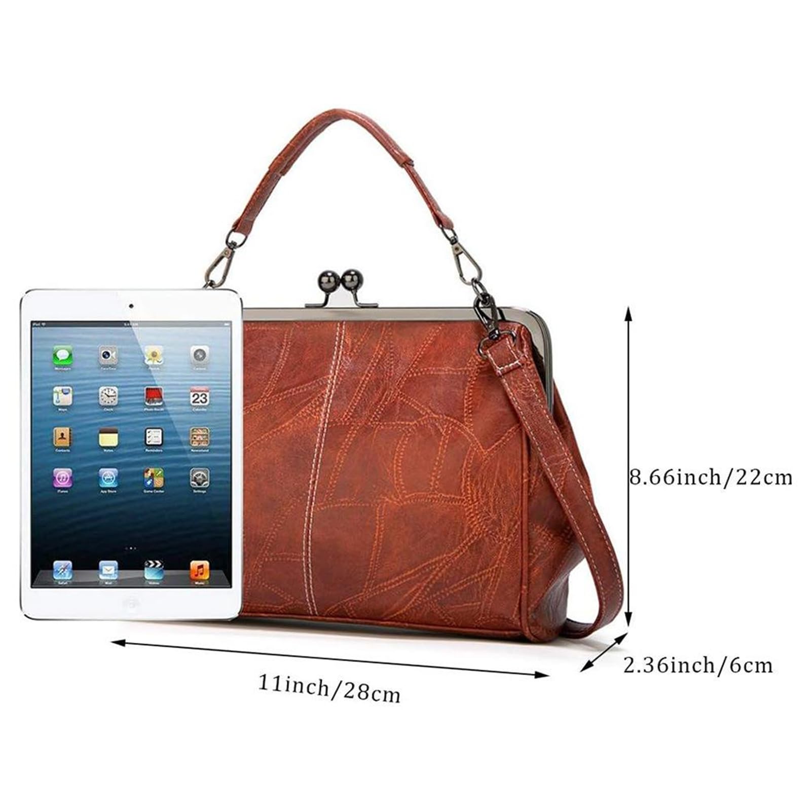 Borsa A Mano da Donna Tracolla alla Moda in Stile retrò-Nero