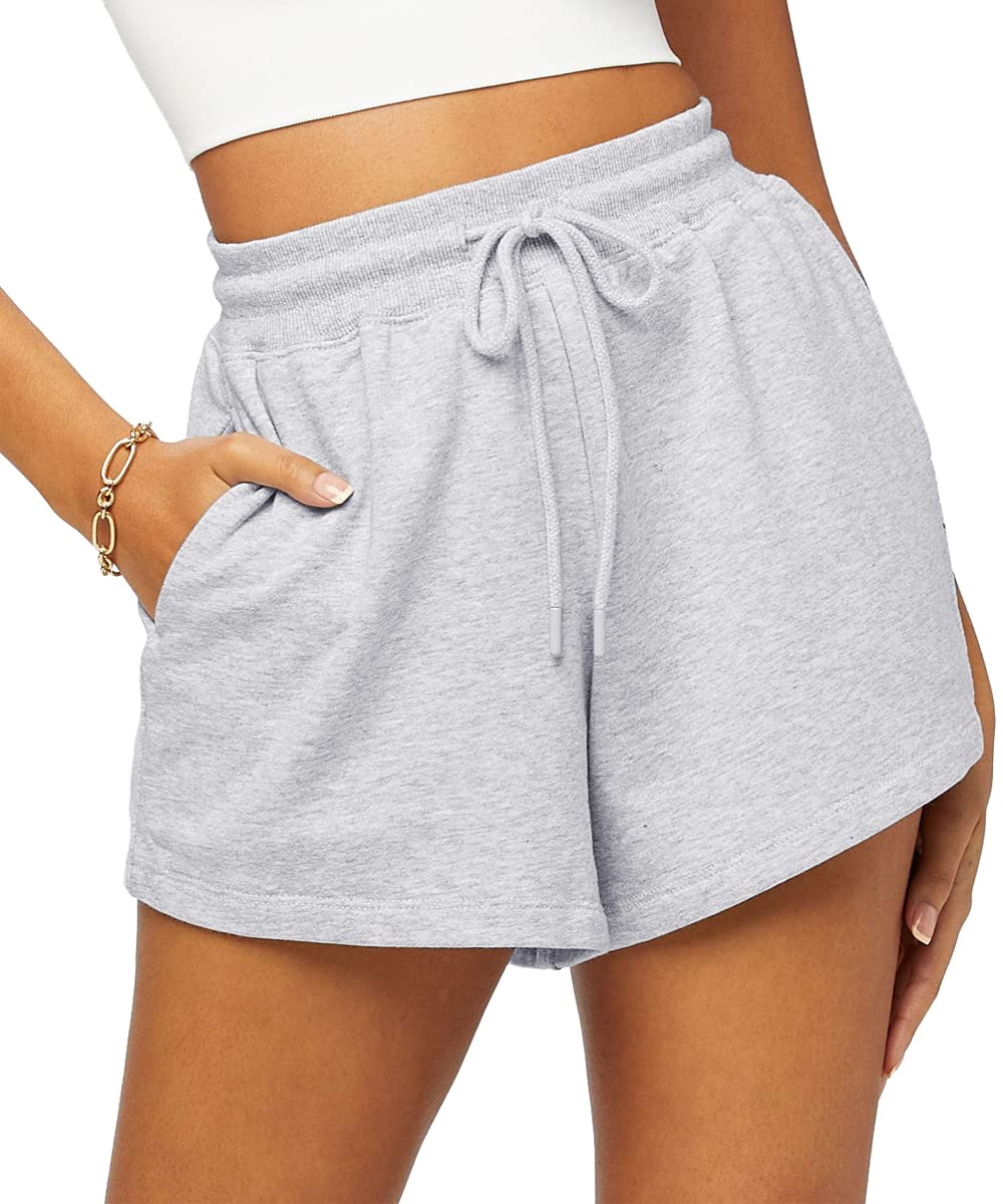 Trendy Queen Womens Sweat Shorts Casual Lounge Summer Comfy Athletic Shorts Elastic Shorts Gym High Waist Running Shorts 2024 Grey
