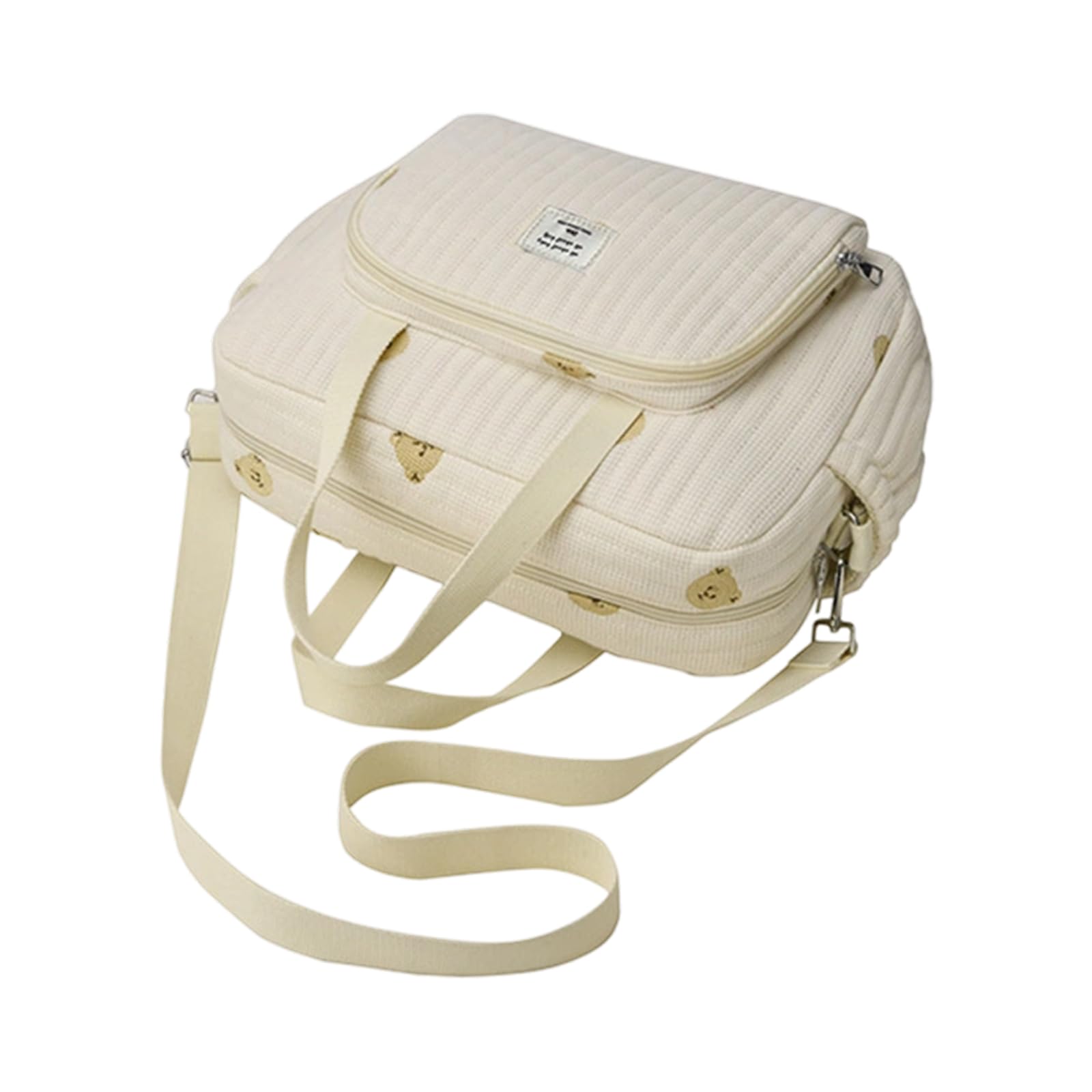 Bolsa de pañales cruzada a prueba de salpicaduras de gran capacidad para colgar en el cochecito de mamá para mujer, hombro de algodón y lino