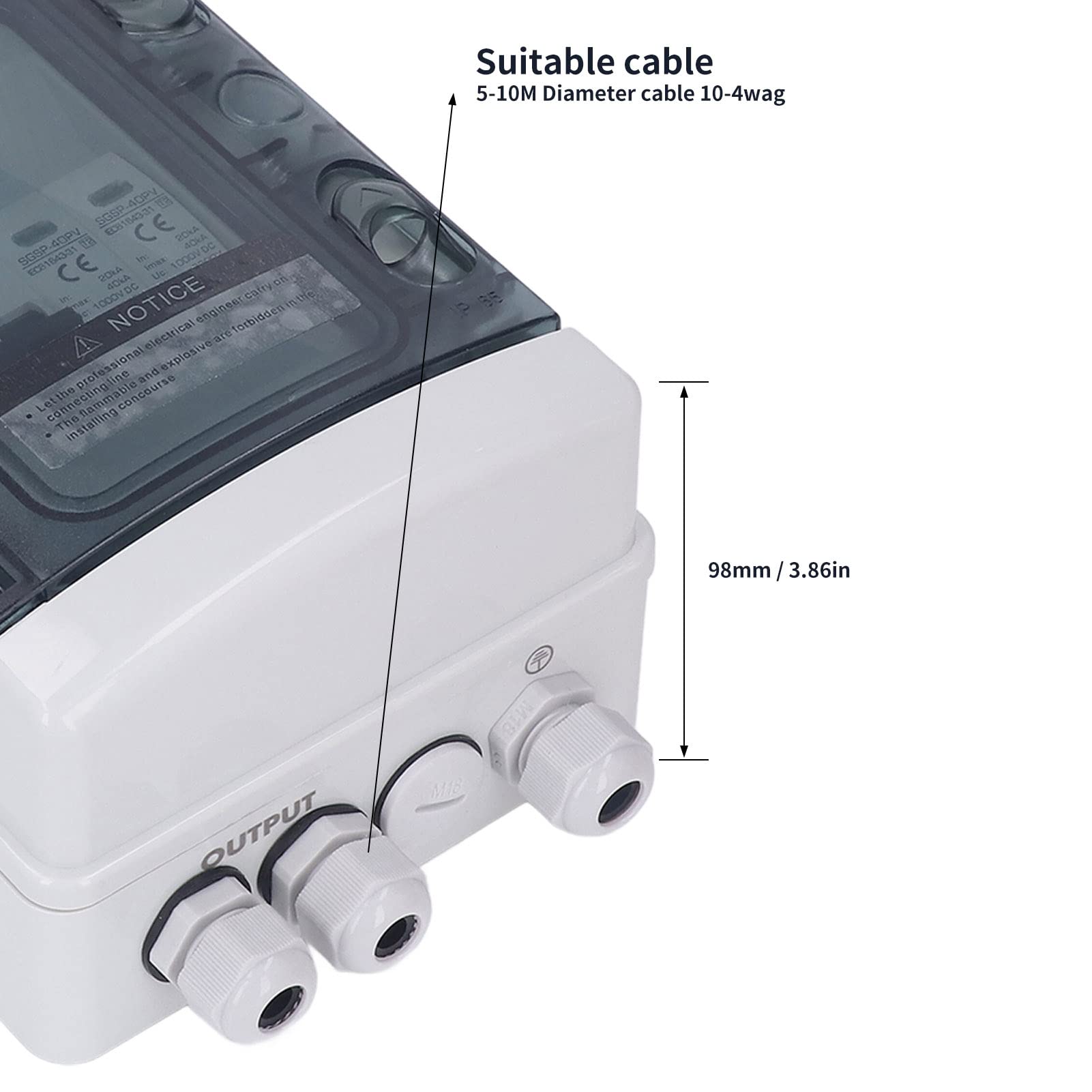 Alomejor Caja Combinadora PV con Interruptor Automático de 40A, IP65