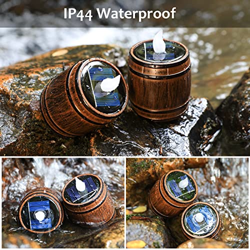 Supbri Wine Barrel Solar Candles Outdoor Waterproof,6 Pcs Barrel Solar Tea Lights, Window Candles With Sensor Dusk To Dawn, Small Solar Candles Horror Halloween Decor D2.2 * H3.2 #TOP3