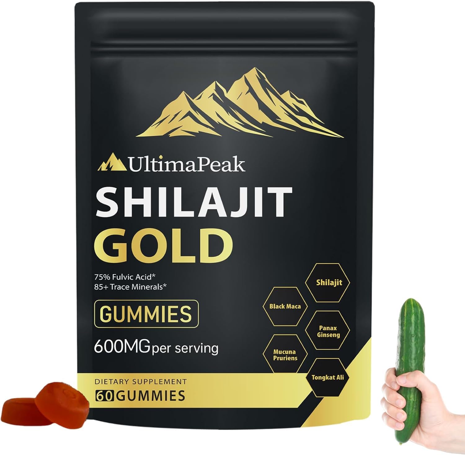 Shilajit Gummies for Men & Women | 85+ Trace Minerals & Fulvic Acid | Non-GMO Vegan Gummies for Energy & Wellness (1pc)