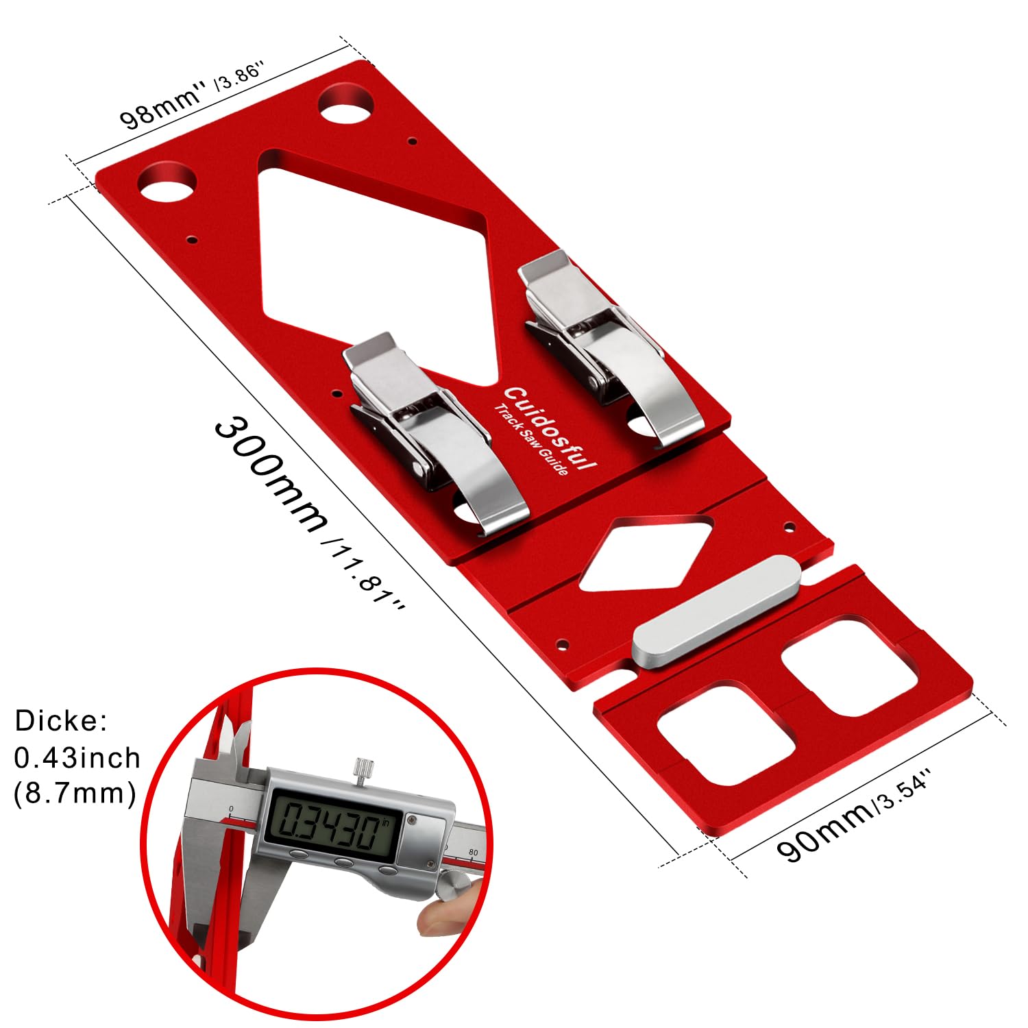 Winkelanschlag für Führungsschiene, CNC-gefräster 90° Anschlag mit Kantenführung, kompatibel mit Makita Führungsschiene, Festool- Aluminium Anschlag für Kreissägen