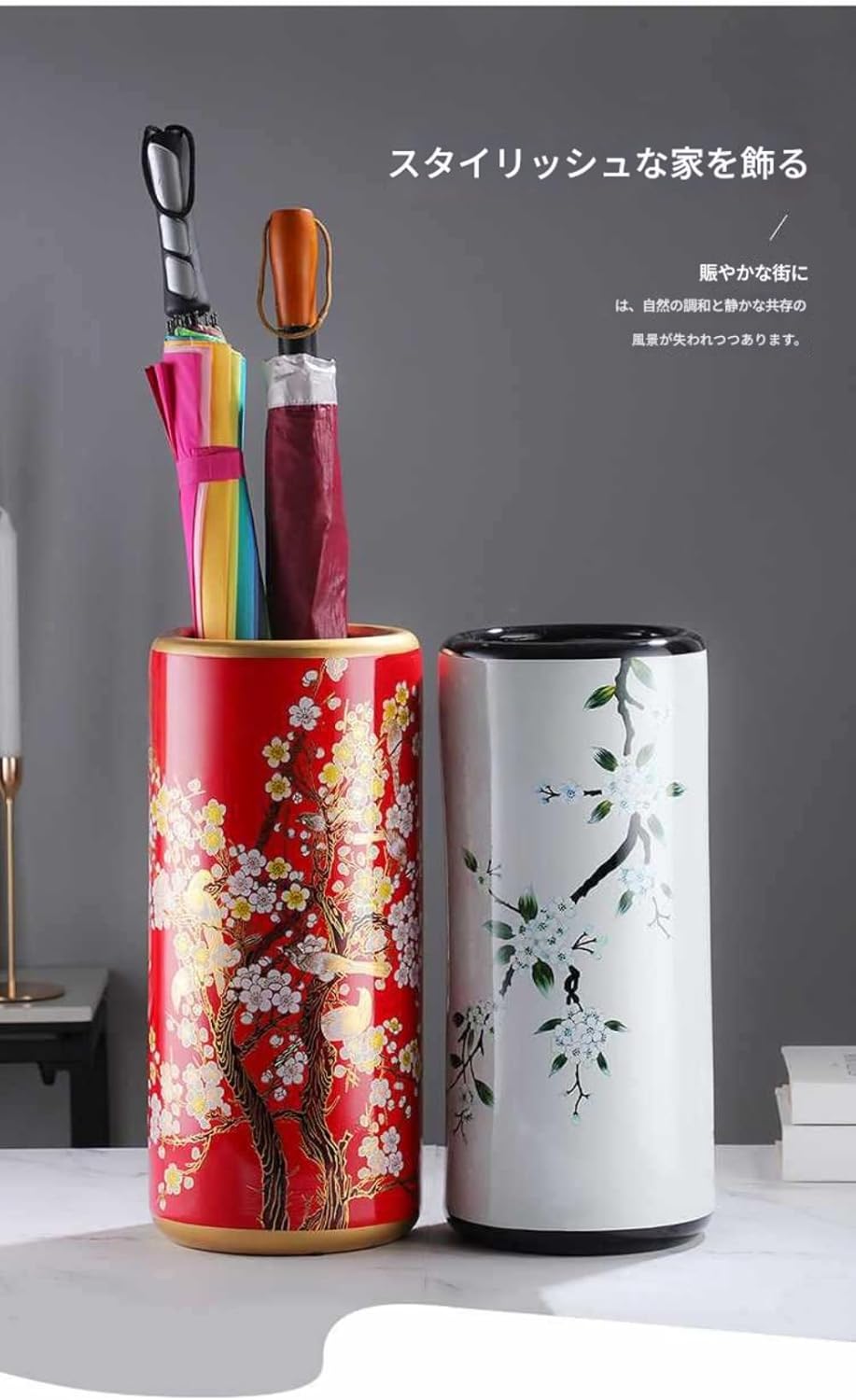 Lamantt陶器製 傘立て 花瓶 多色 手作り すべり止め 床置き 玄関 ホームデコレーション 傘入れ アンティーク風 すのこ対応