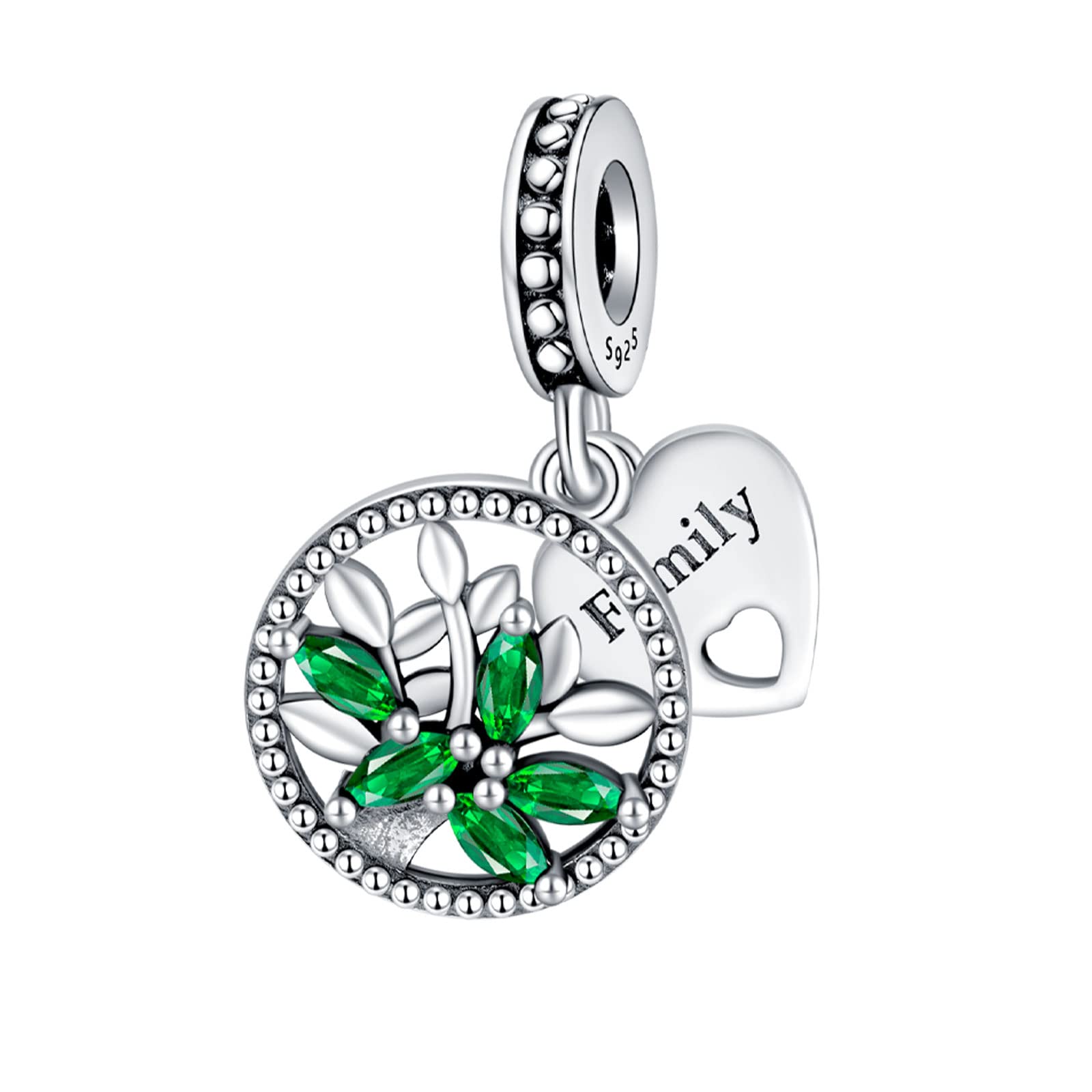 Annmors Love Heart Charm Donna argento Ciondolo a forma di, in argento Sterling 925, compatibile con braccialetti e collane europei