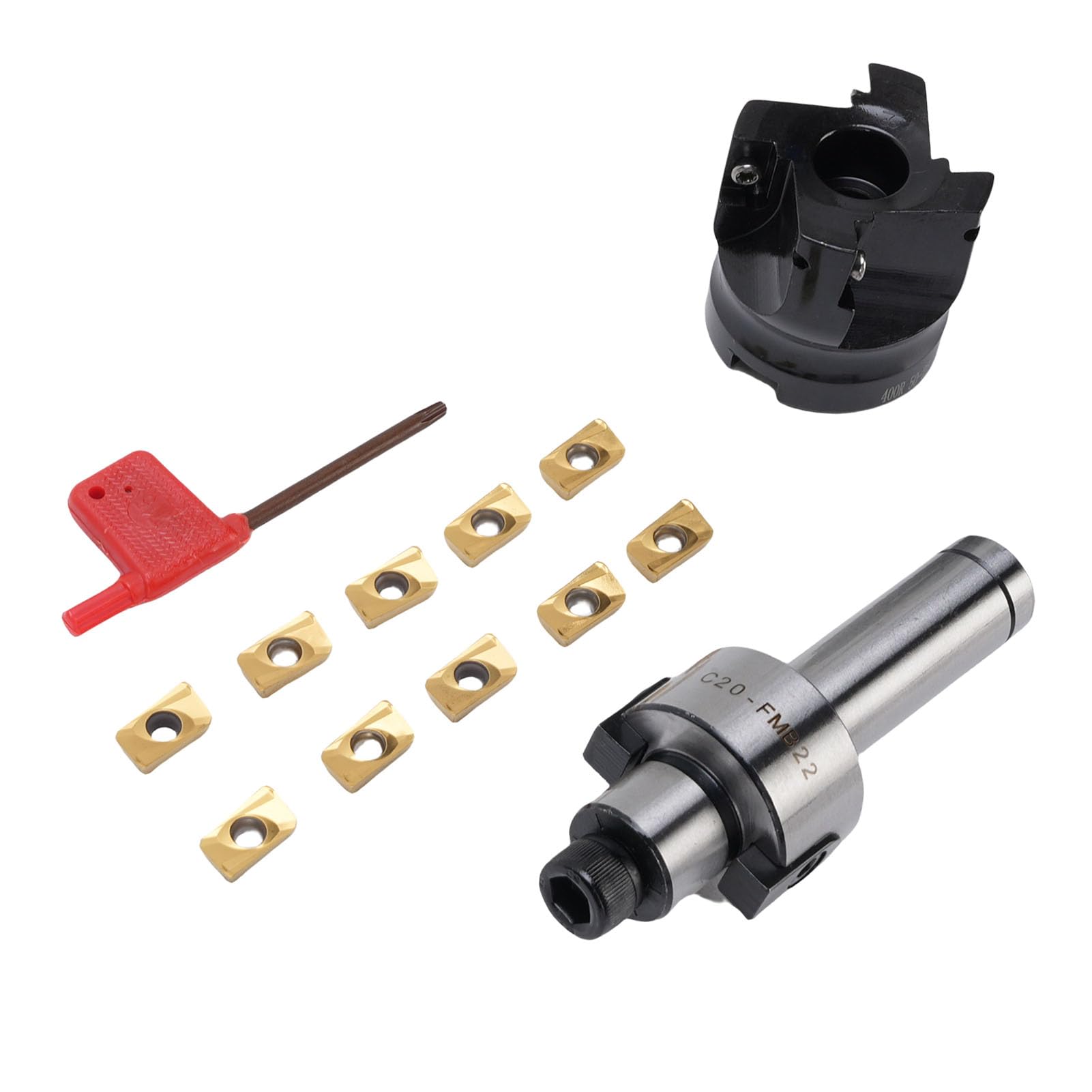 Fabater Frez Palcowy ze Stali Stopowej 40CR 400R 50 22 4T do CNC, 10 Płytek Węglikowych APMT1604, możliwość Obróbki Powierzchni Schodkowych, Idealny do Standardowych Wiertarek i Frezarek