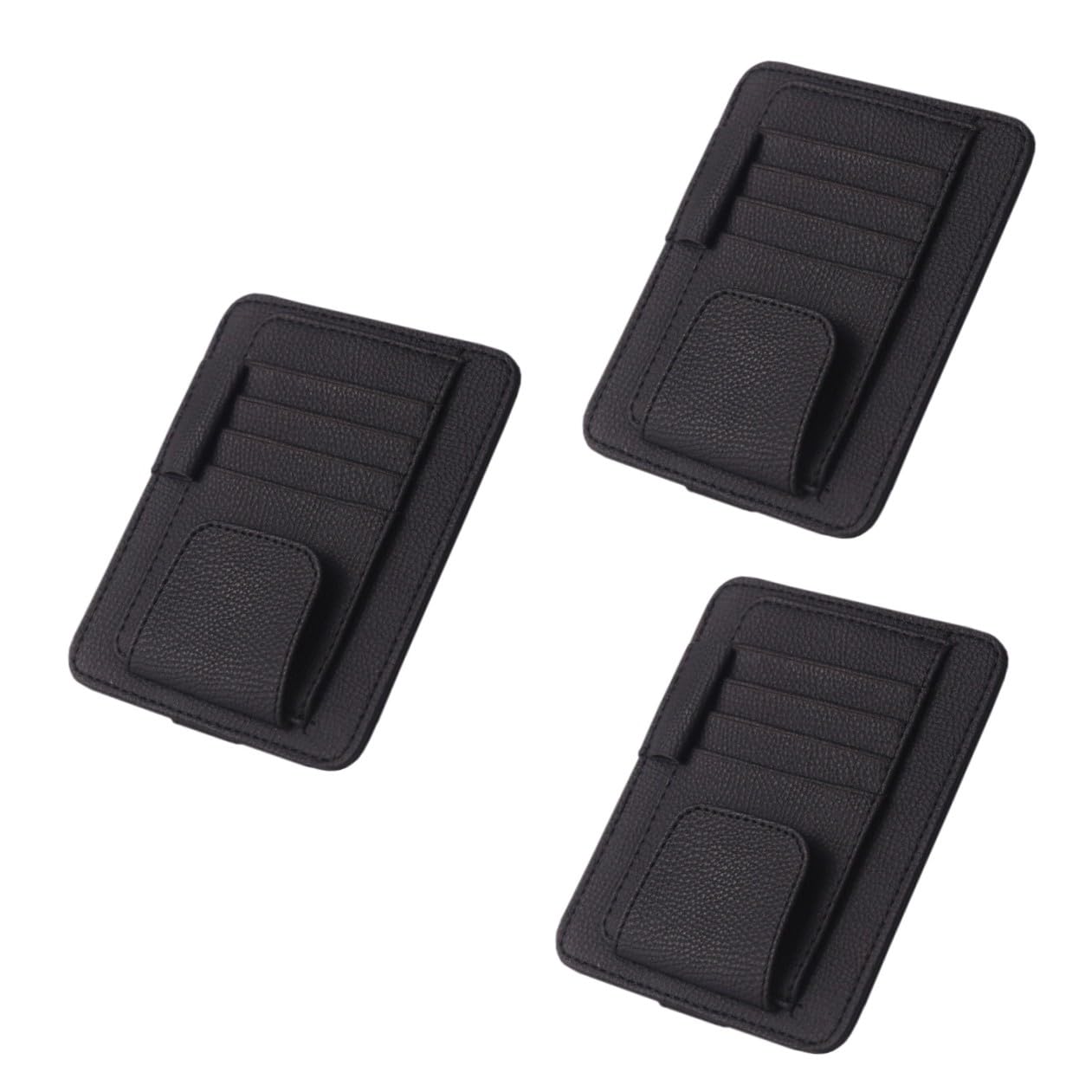 SHERCHPRY 3piezas Organizador De Visera Solar para Coche Funda De Almacenamiento De PU Negro para Gafas Teléfonos y Accesorios De Automóvil Compatible La Mayoría De Vehículos