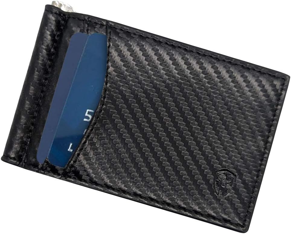 RFID Blocking Slim Minimalist ID Inside Front Pocket Wallet, Money Clip, 9 Slots, Leather
