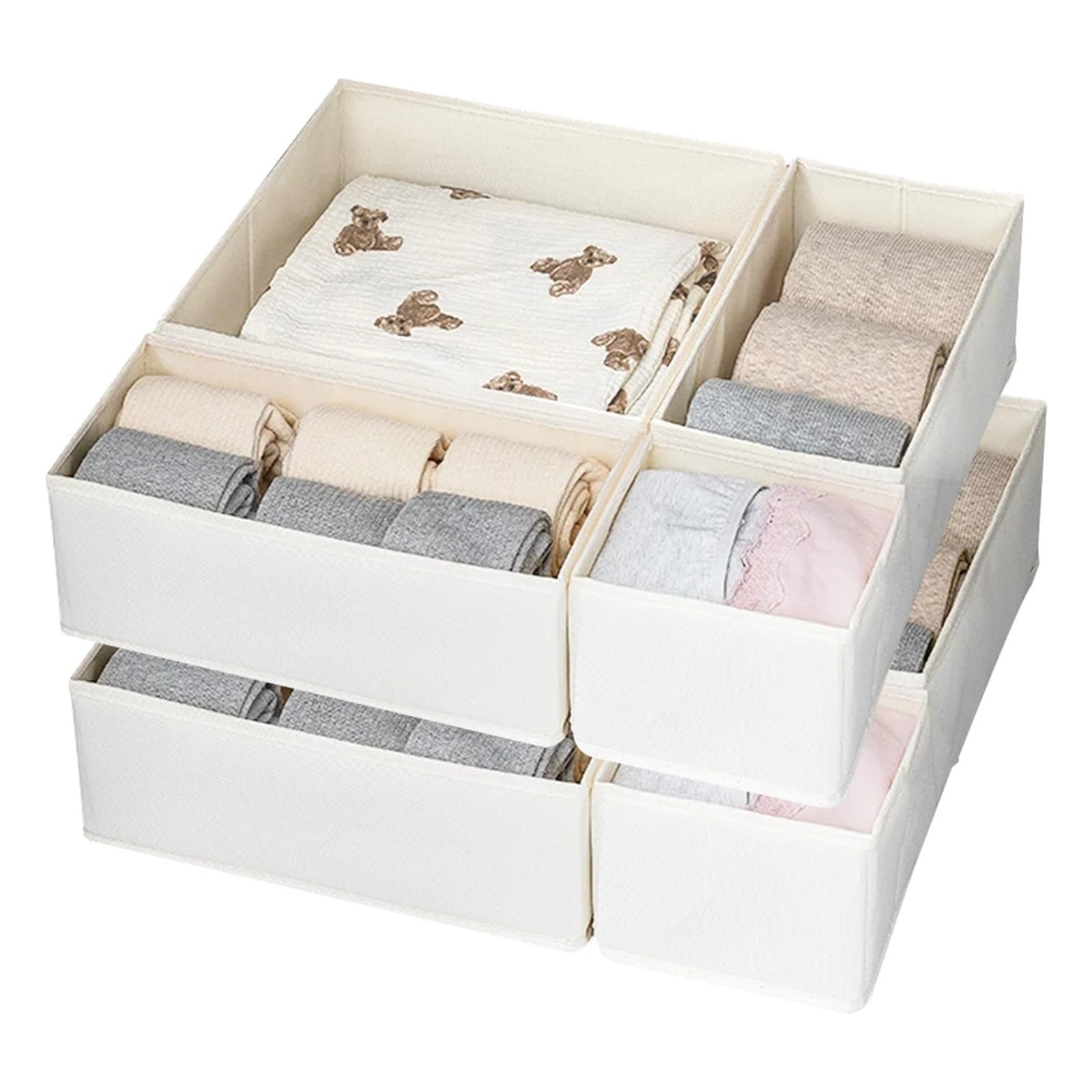Aufbewahrungsbox im Schubladenstil, for Zuhause, faltbar, Baumwoll-Leinen-Etui, 3-teiliges Set, Kleiderschrank, Unterwäsche, BH, Socken, Finishing(3PCS)