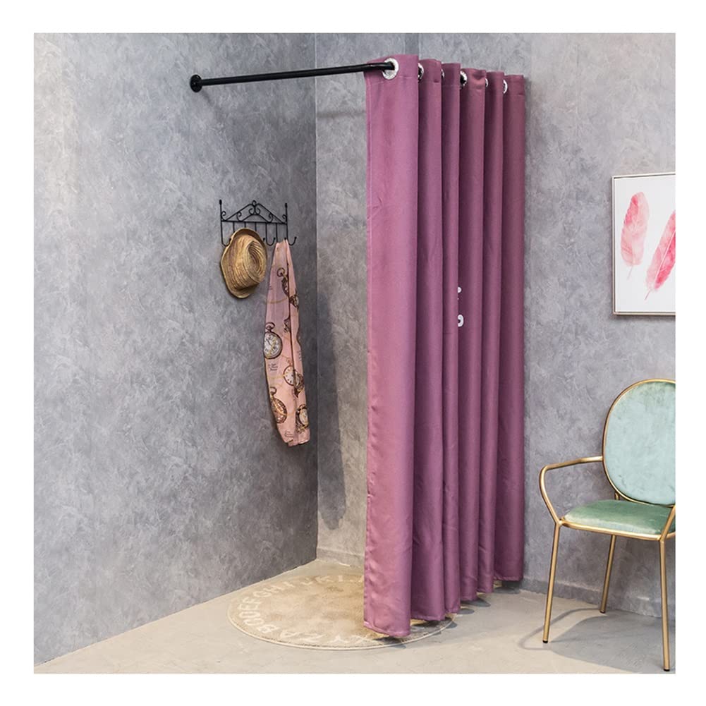 Vestiaire mobile simple bloquant cabine essayage rideau opaque violet 100x100cm