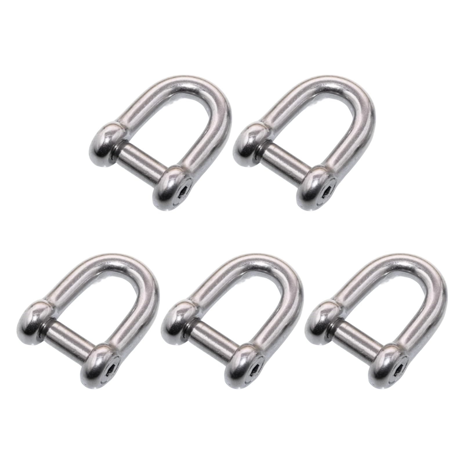 5 Pièces D-Shackles Type D M10 À Goujon Hex Encastré, Capacité De Charge Max 640 Kg, Acier Inoxydable 304 Robuste pour Chaînes Sangles Remorquage