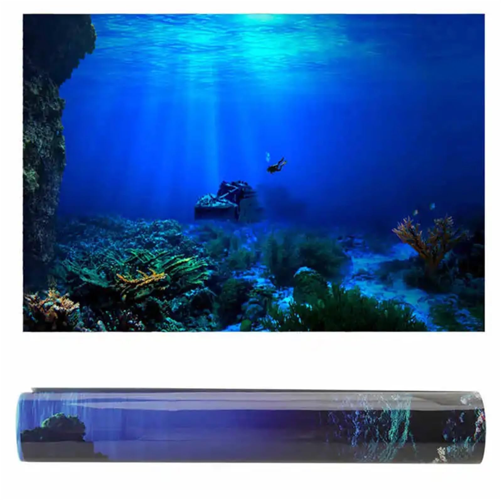 OJEVMLFVQ Aquarium Background Poster for Aquarium Adhesive Seaworld Background Poster for Aquarium Fish Tank(91x41cm)