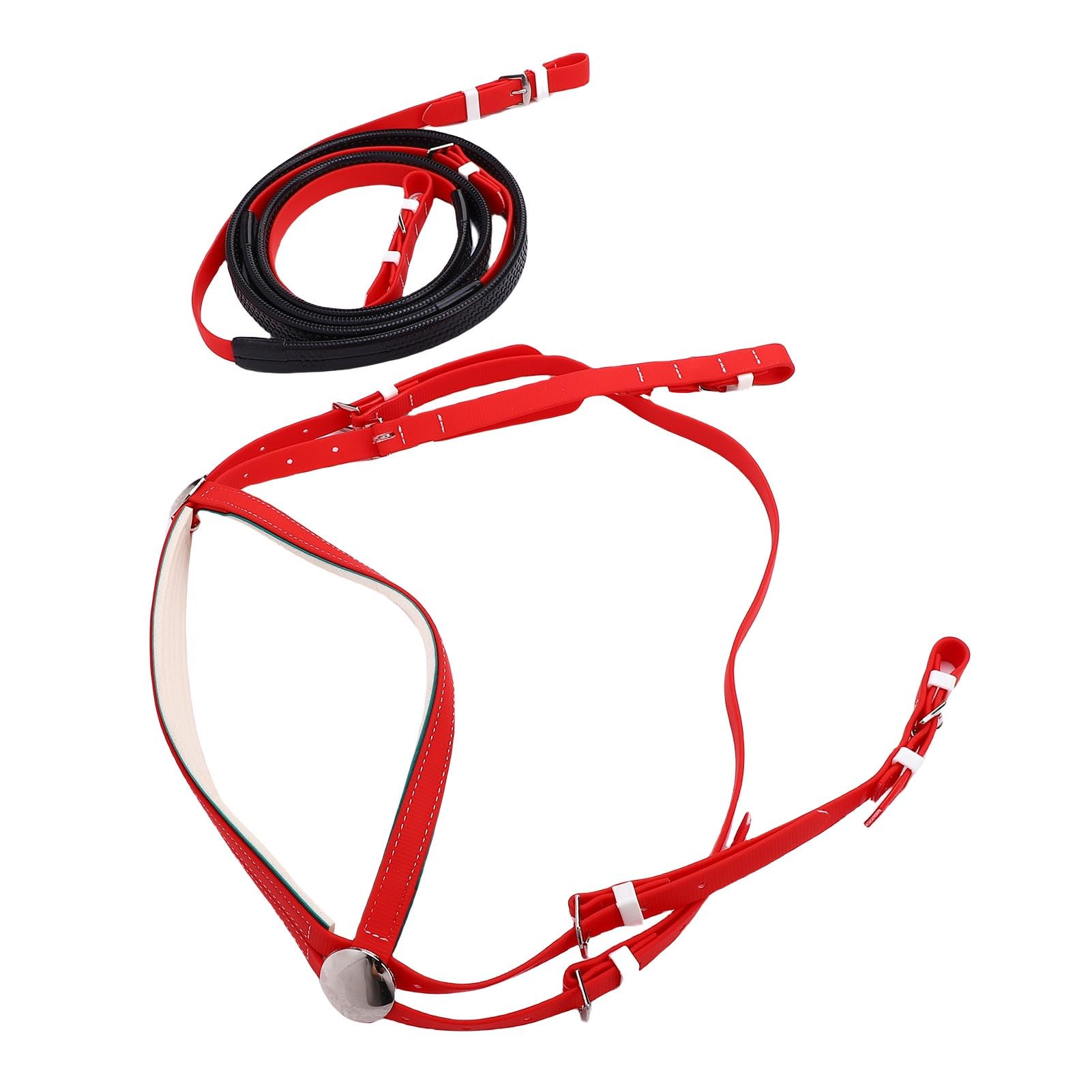 AMONIDA Set Cavezza e Redini per Cavallo, Set Cavezza in Nylon e Pelle PU in PVC, di vestibilità Comoda con Redine a Lunghezza Regolabile, Ideale per Competizioni Equestri, Allenamento, Equitazione