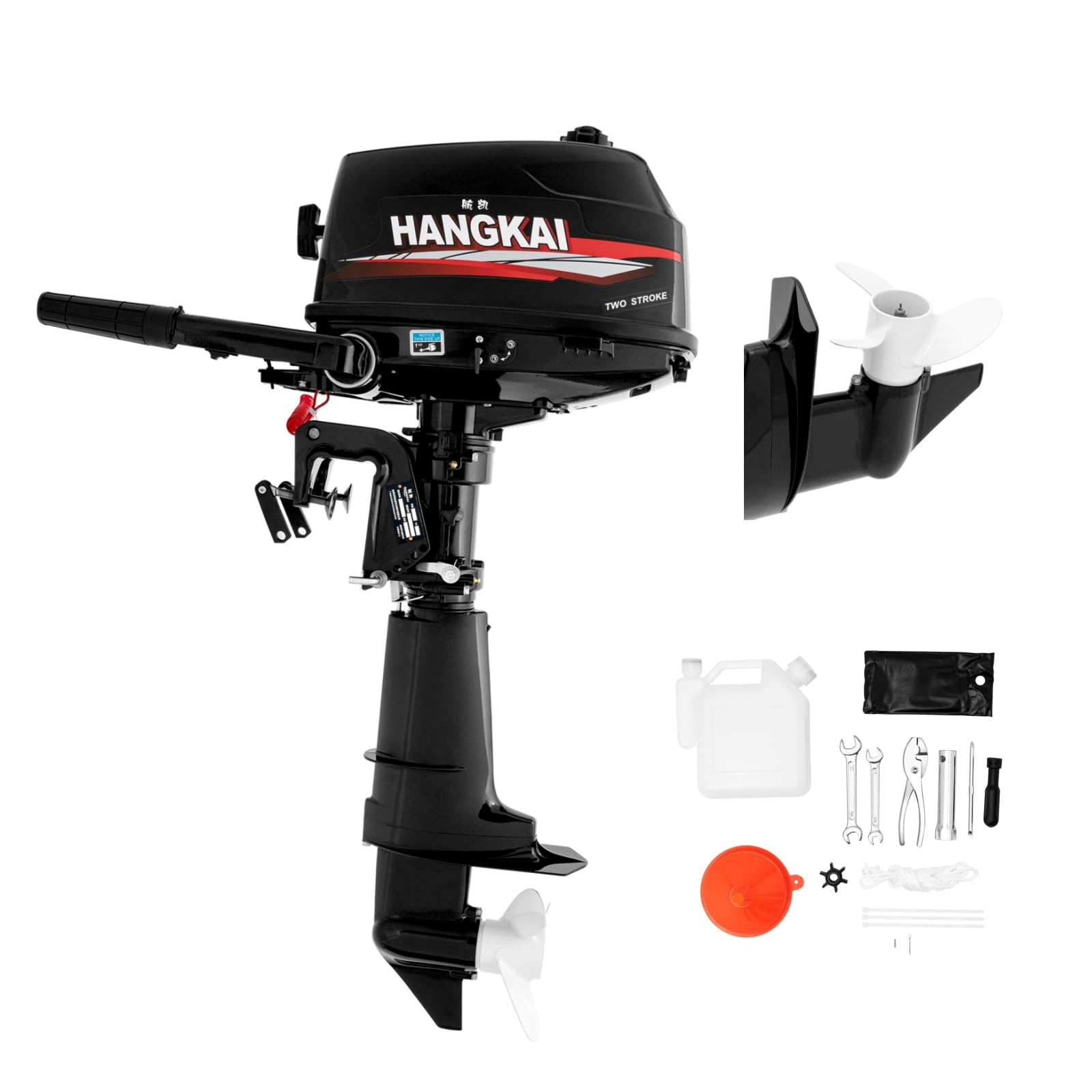 102cc Motore Fuoribordo 2 Tempi 6 CV | Cambio F-N-R | Sistema CDI | Raffreddamento Ad Acqua | Avviamento Manuale | Adatto a Imbarcazioni Con Un'altezza Di Poppa Non Superiore a 44cm