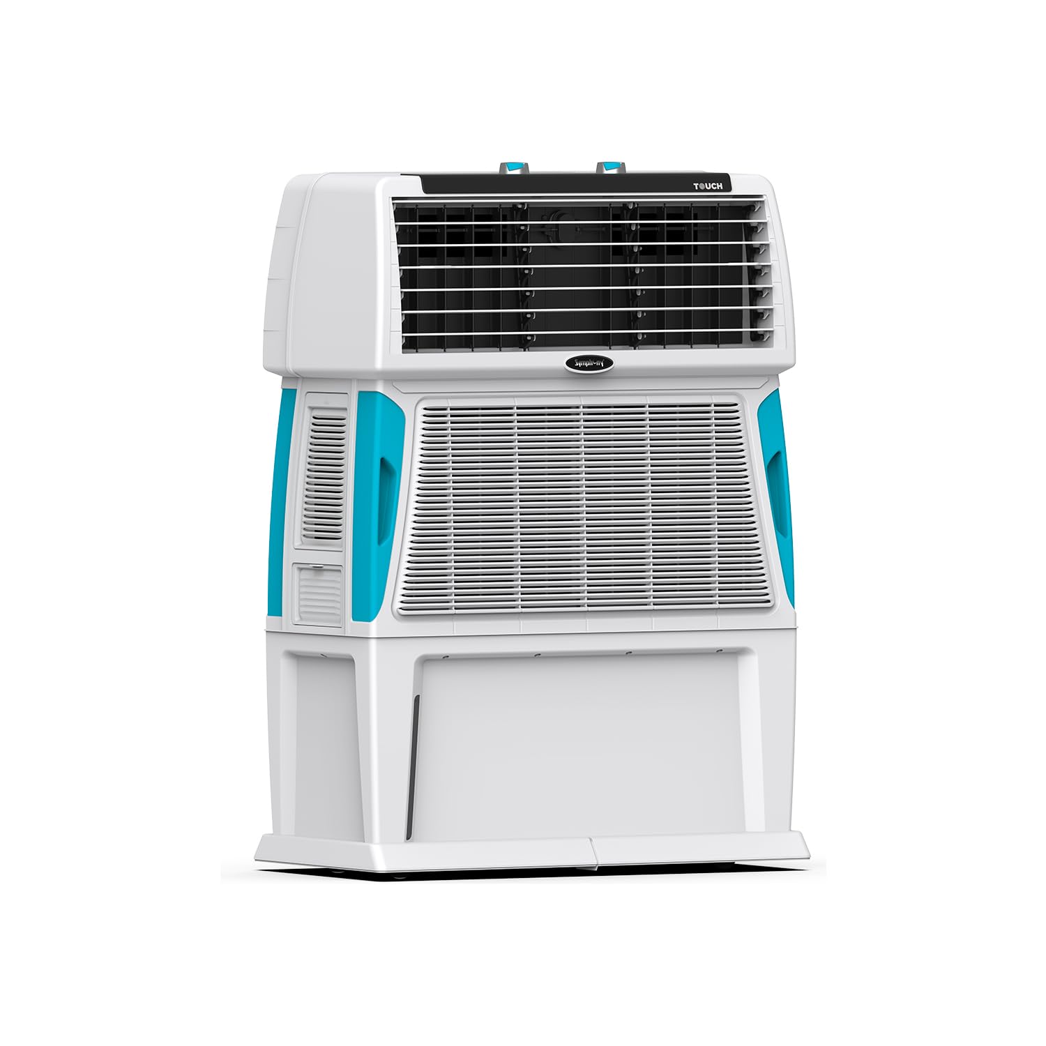 Symphony Touch 80 Personal Air Cooler For Home with 4-Side Aspen Pads, Powerful Double Blowers, i-Pure Technology and Closable Louvers (80L, White)