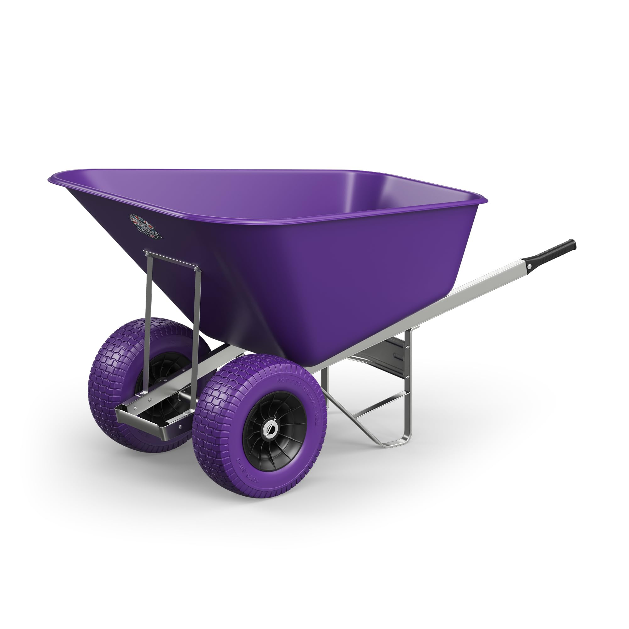 Agri Barrow Wheelbarrow Twin 200 Litre Plastic Tub Puncture Proof Tyres Purple from B&Q