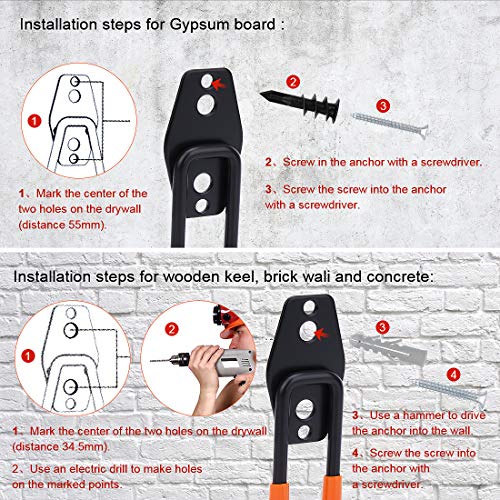 Tompig Garage Hook, 13 Pack Garage Bike Hook Steel Wall Hooks Heavy Duty, Wall Mount Garage Storage Hooks with Anti-Slip Coating Storage Hooks for Tools, Ladder, Utility, Bike Hooks (Orange)