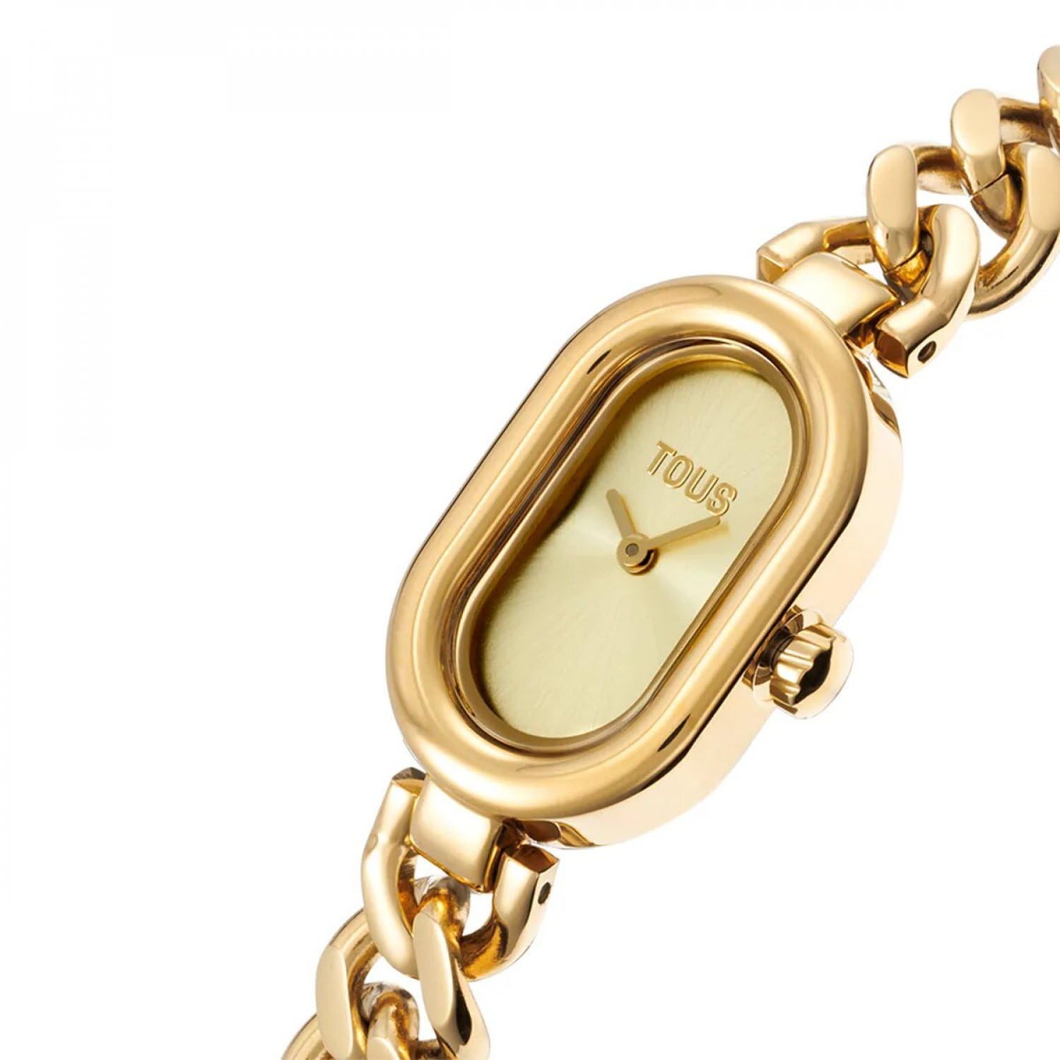 TOUS Reloj analógico Joya con Brazalete Cadena de Acero Dorada, Colección Oval Time