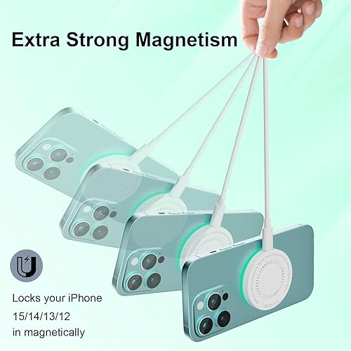 Miniatura 5 de MagSafe Charger - Paquete de 2 cargadores inalámbricos magnéticos de 15 W, almohadilla de carga rápida con cable USB C a USB C de 6 pies compatible