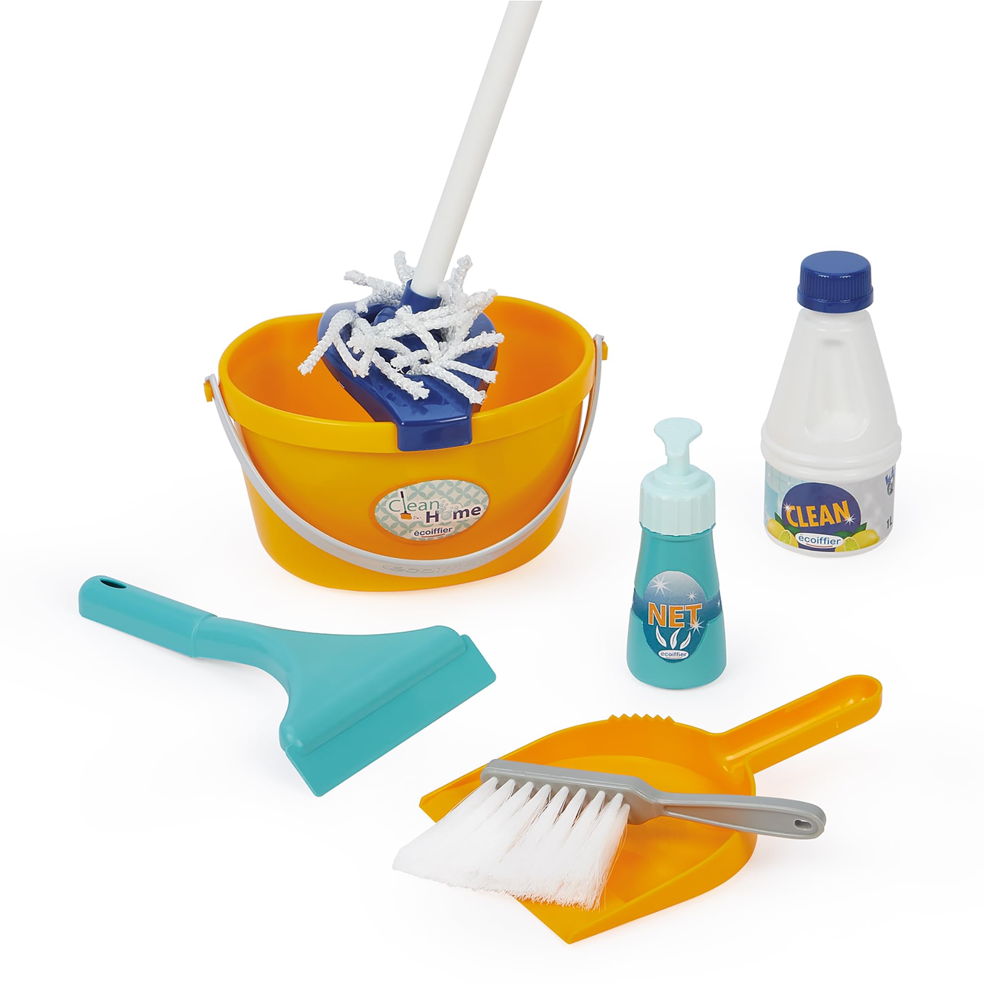 Ecoiffier - Clean Home carrello delle pulizie, 7600002774, +18 mesi, con aspirapolvere e tanti accessori, made in France