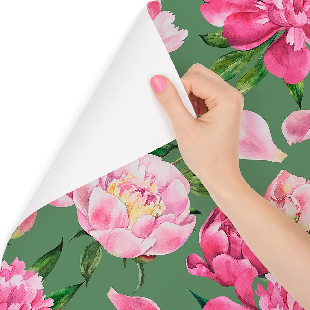Muralo Tapeta 10 m, rolka flizeliny, piwonie, kwiaty, liście, natura, rośliny, łodygi, tapeta z włókniny, 1000 x 53 cm, tapeta ścienna, do salonu, sypialni, nowoczesna dekoracja ścienna