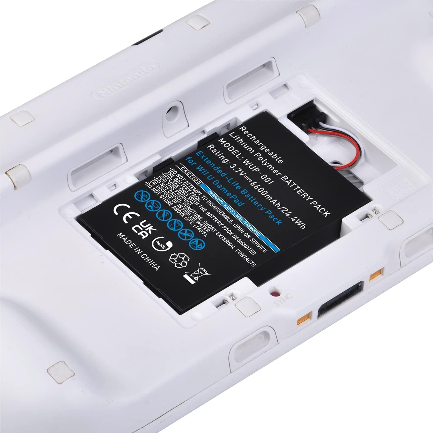 Pickle Power 6600mAh batteria di ricambio per Wii U Gamepad WUP-012, WUP-010