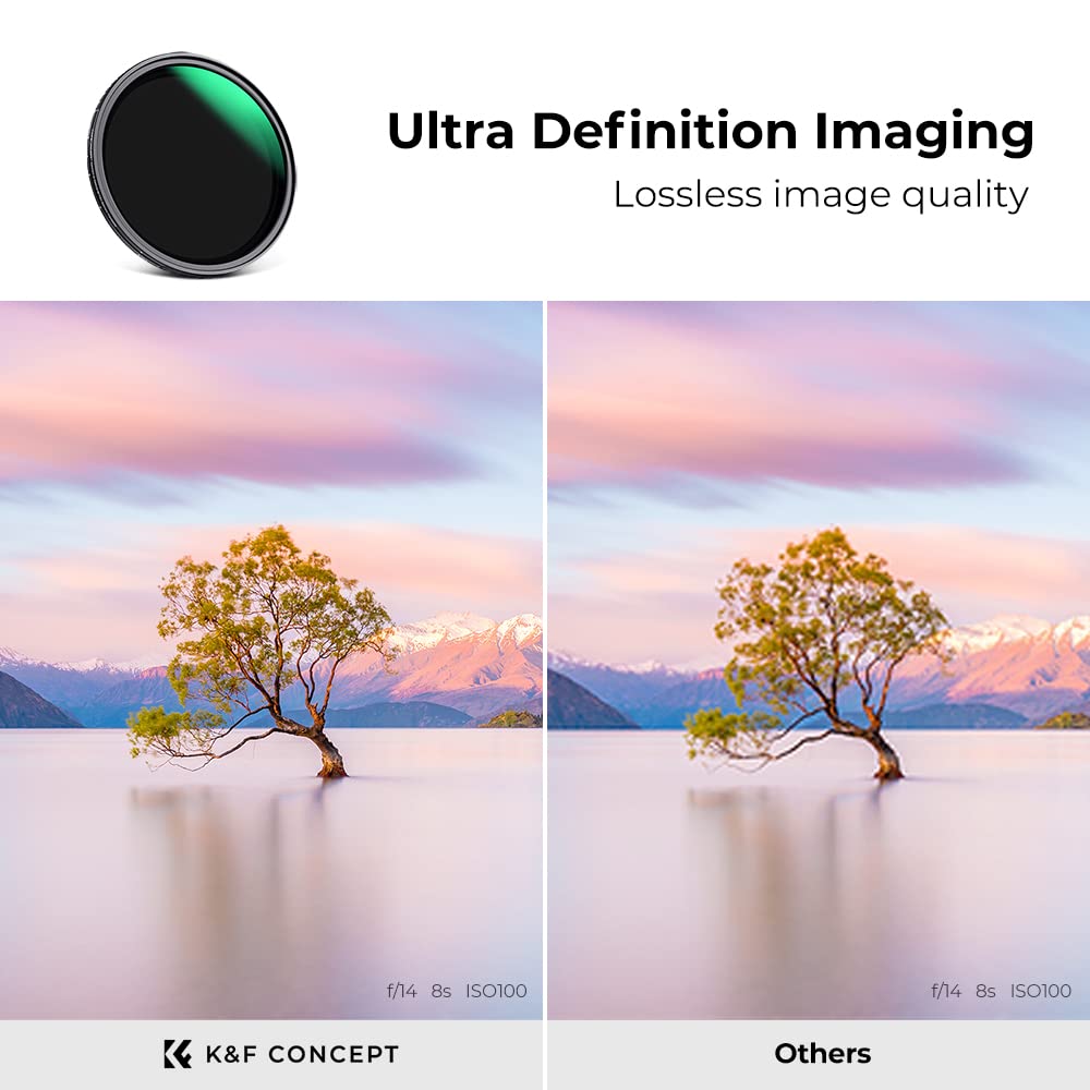 K&F Concept Nano-Xcel Filtre magnétique ND Variable ND8-ND128 (5 étapes) avec Anneau Adaptateur magnétique, Filtre à densité Neutre magnétique ND avec revêtement Nano 28 Couches