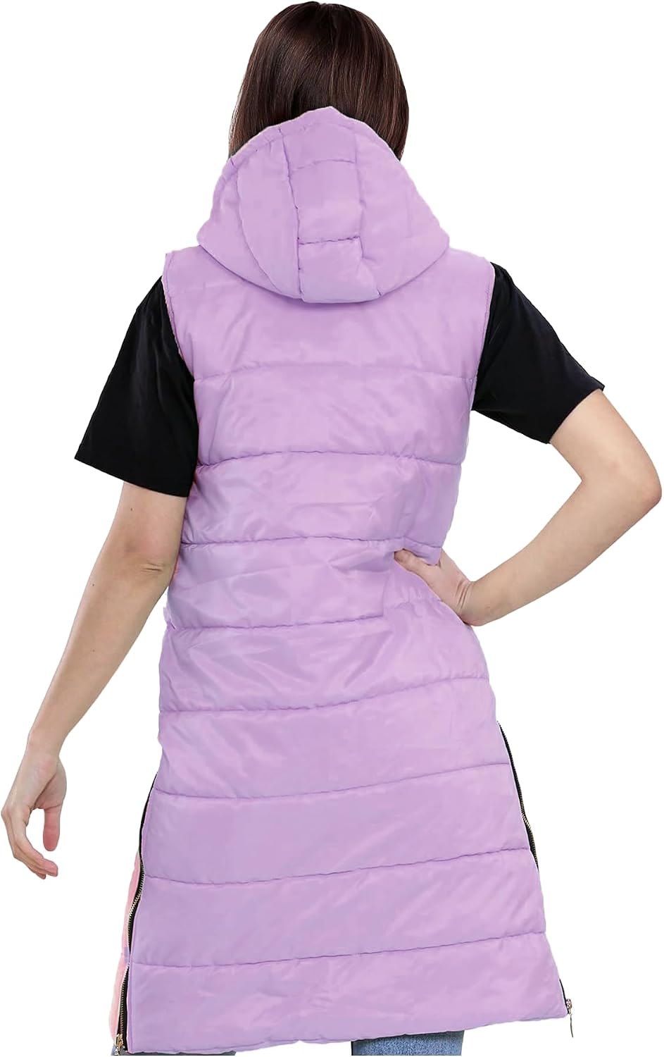 A2Z 4 Kids Hooded Gilet Jacket Fabric No Sleeve - Gilet Lilac 5-6.