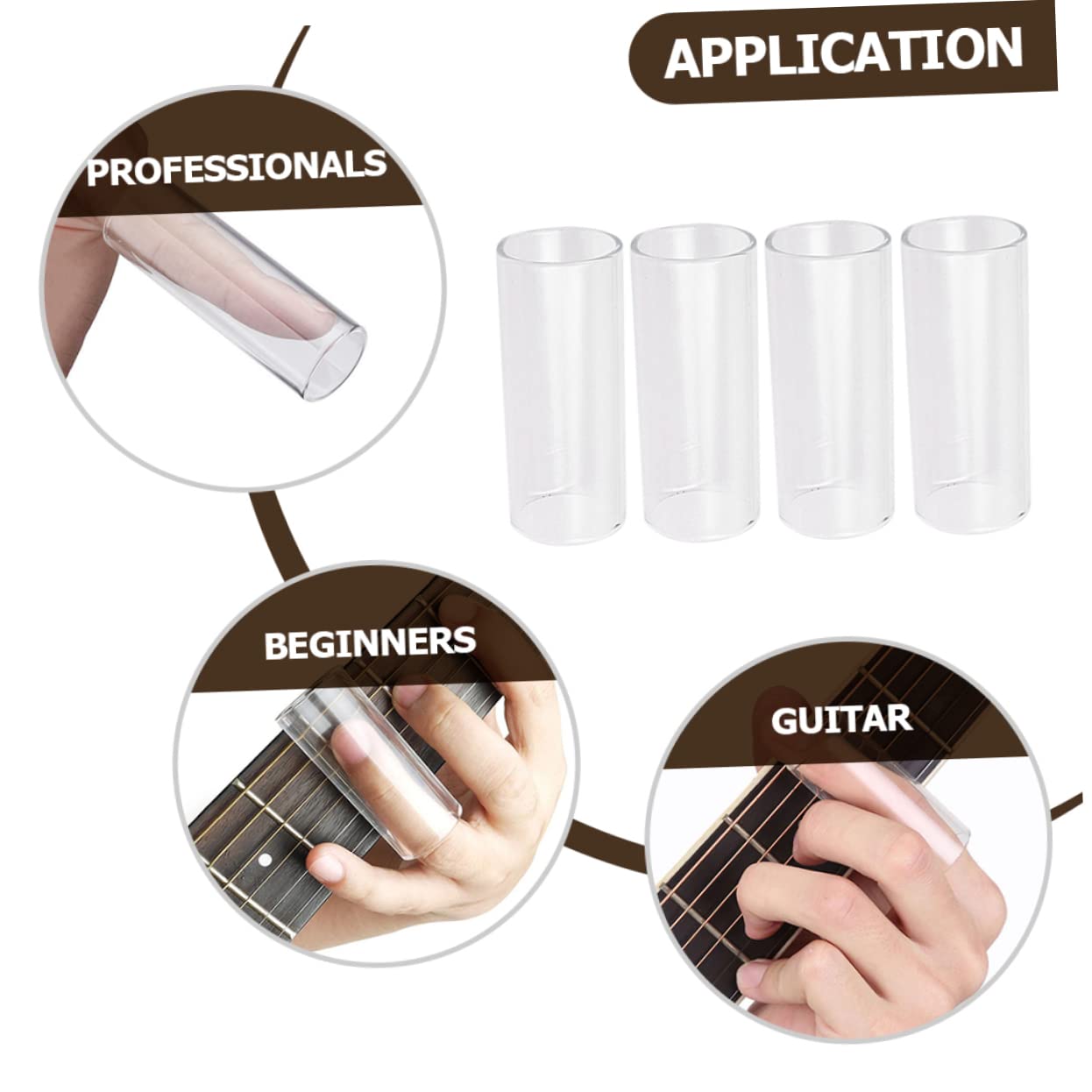 Toddmomy 4pcs Glass Guitar Slides for Electric Acoustic Instruments Durable Slide Bars for Enhanced Sound Comfortable Grip for Musicians Guitarists