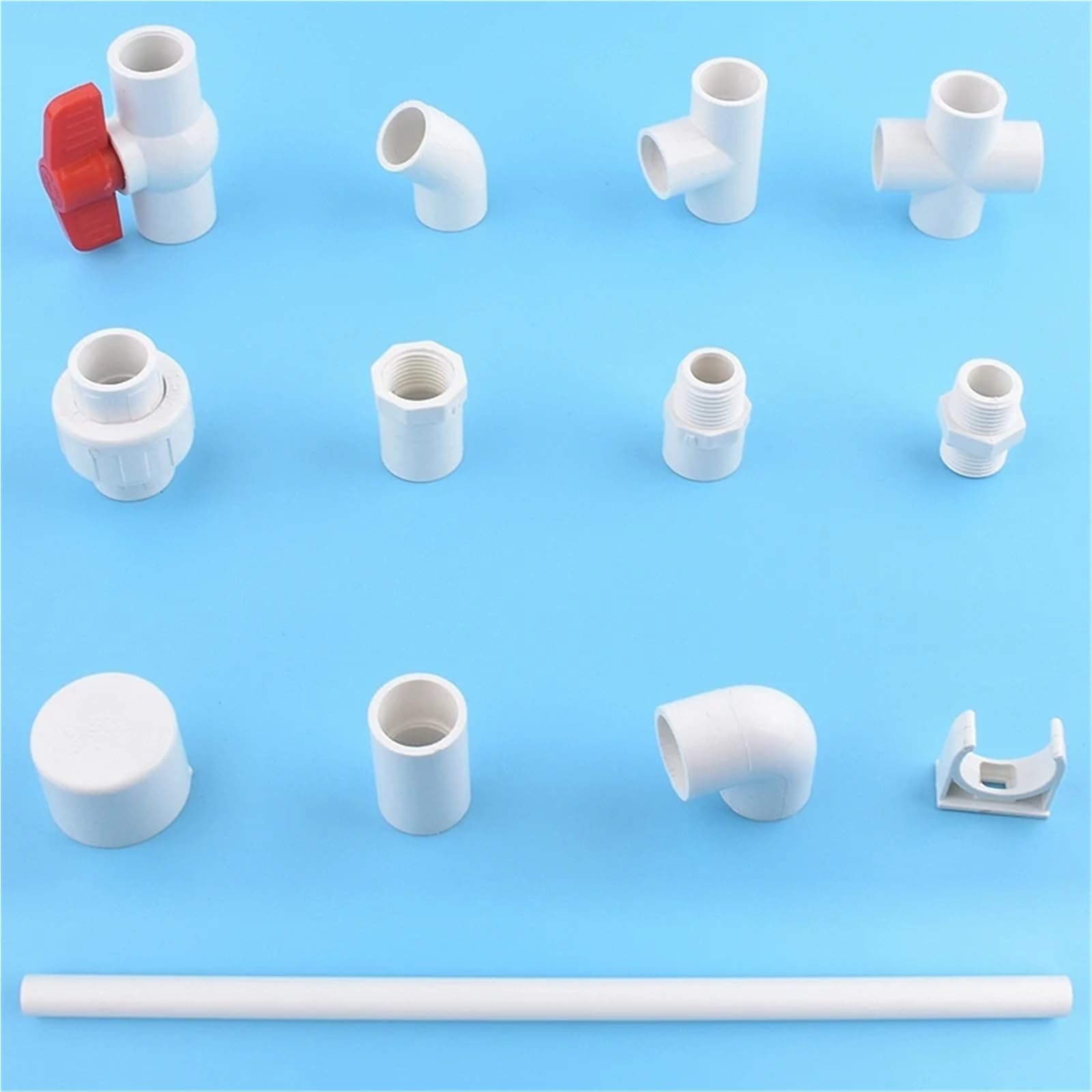 2 piezas de 20 a 50 mm PVC for tubería, codo en T, conector cruzado, junta agua for riego jardín, válvula bola control for acuario(Thread Connector,32mm)