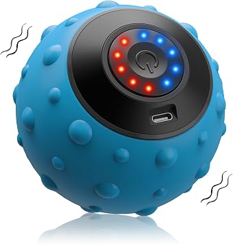 Upgraded Vibrating Massage Ball with 5-Speed, LED Display, Rechargeable Massage Vibrating Ball for Relieving Muscle Pressure, Electric Massager for Fitness/Yoga/Training Blue