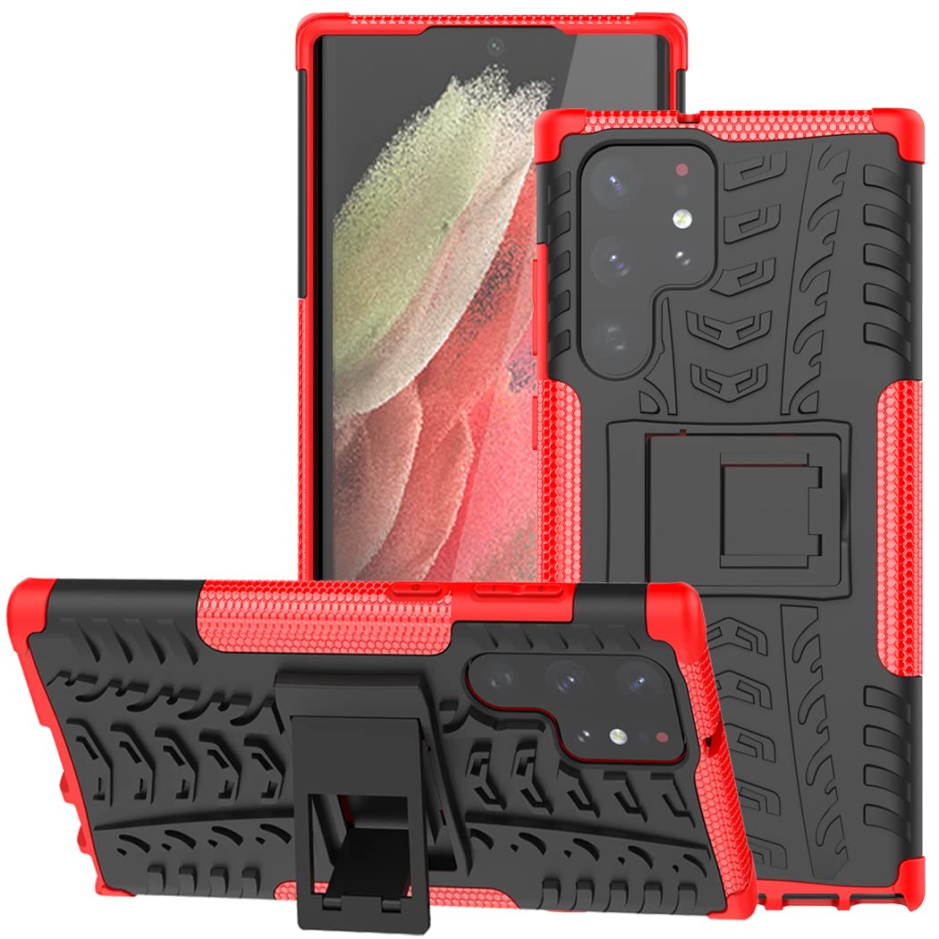 Yerebel for Galaxy S22 Ultra 5G 6.8" Case, Samsung S22 Ultra (2022) Case, with Kickstand Hard PC Back Cover Soft TPU Dual Layer Protection Phone Cover